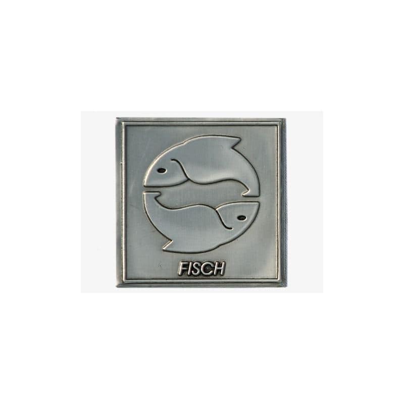 Zinnetikett 'Fisch', quadratisch, Metall, silber Zinnetikett 'Fisch', quadratisch, Metall, silber