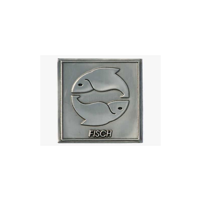 Zinnetikett 'Fisch', quadratisch, Metall, silber Zinnetikett 'Fisch', quadratisch, Metall, silber
