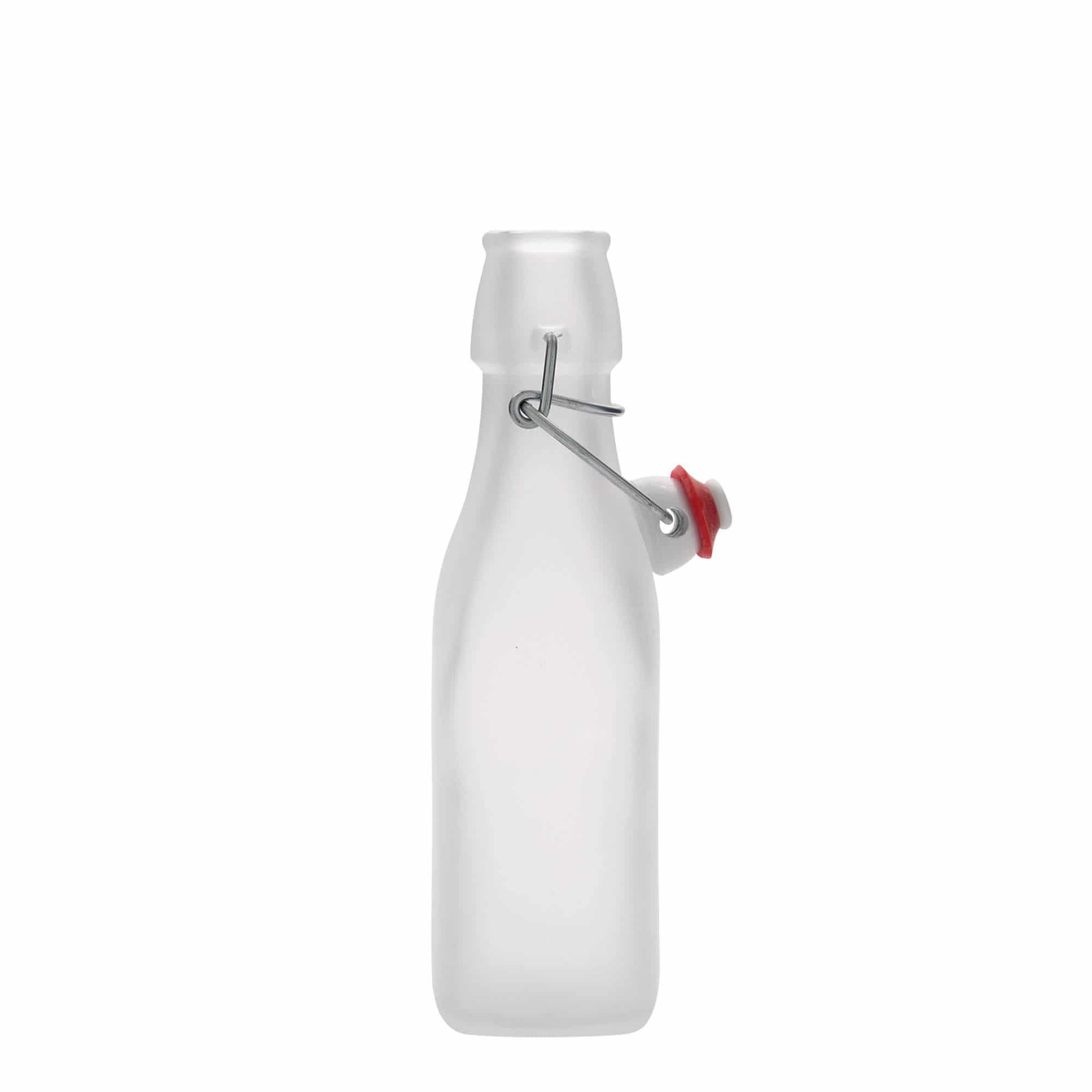 250 ml Glasflasche 'Swing, quadratisch, weiß, Mündung: Bügelverschluss 250 ml Glasflasche 'Swing, quadratisch, weiß, Mündung: Bügelverschluss