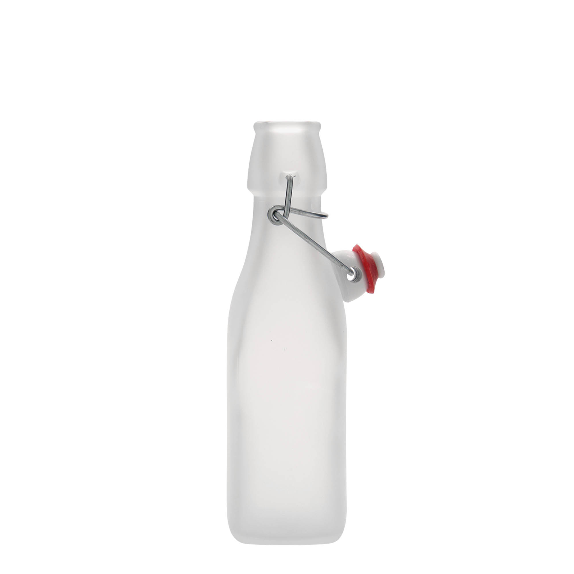 250 ml Glasflasche «Swing» quadratisch, weiss, Mündung: Bügelverschluss