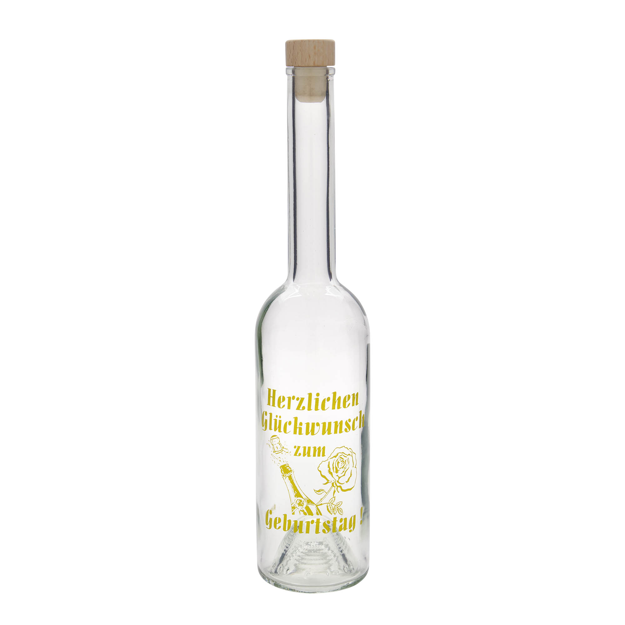 500 ml Glasflasche «Opera», Motiv: Geburtstagsflasche, Mündung: Kork