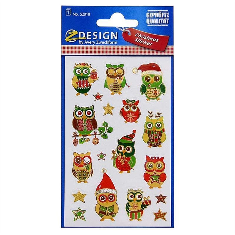Zweckform Sticker «Weihnachtseulen», Papier, mehrfarbig