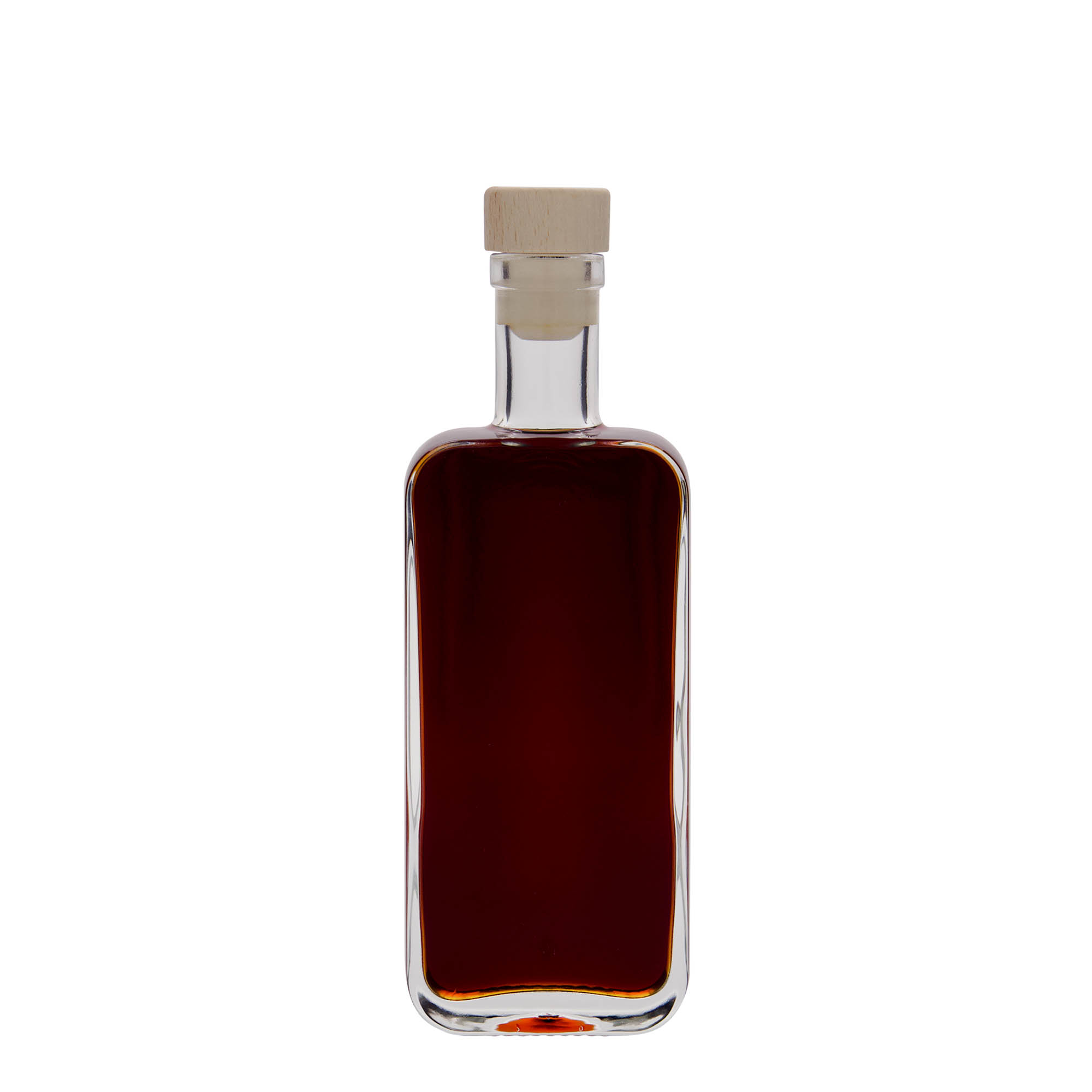 200 ml Glasflasche 'Nice', rechteckig, Mündung: Kork