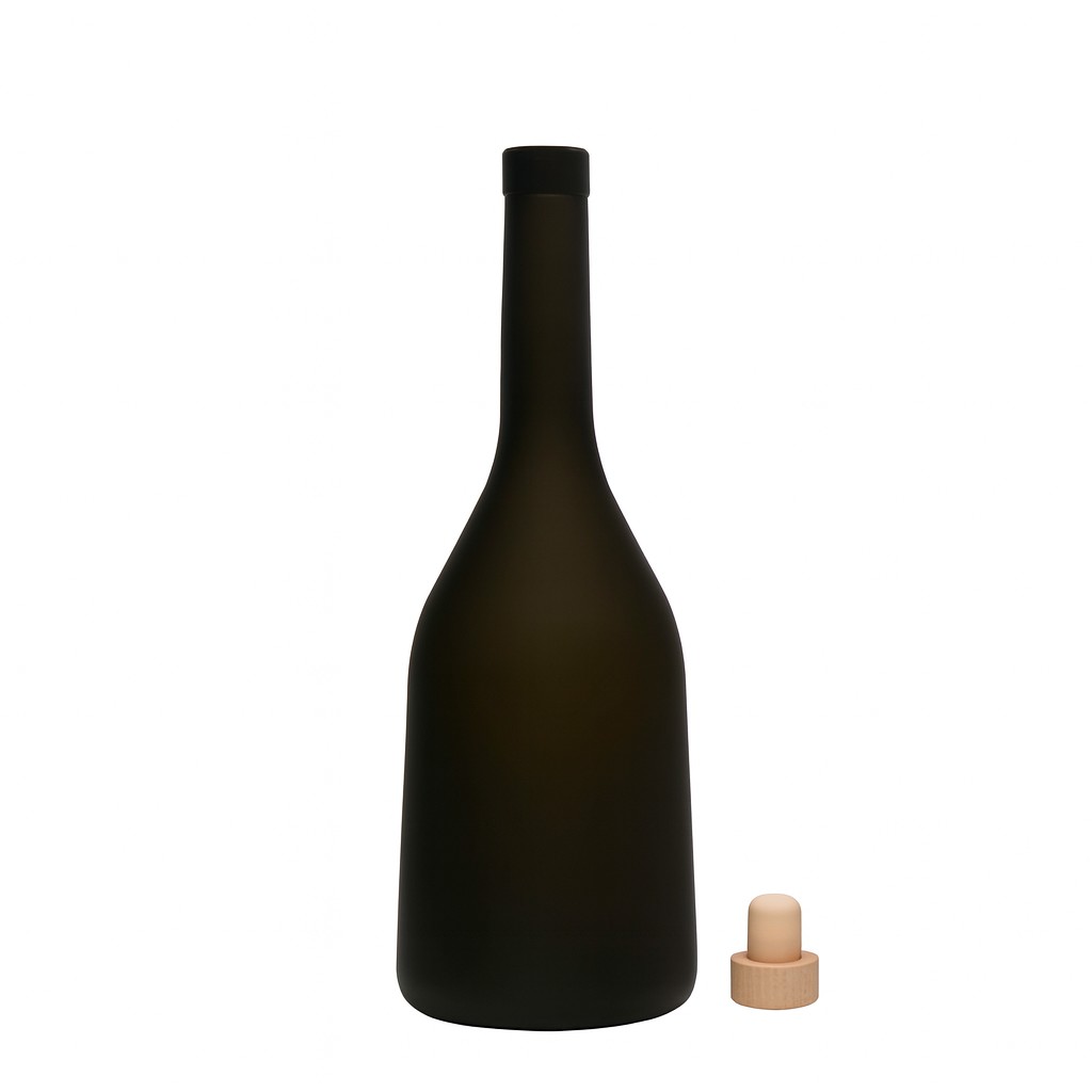 750 ml Glasflasche 'Rustica', antikgrün, Mündung: Kork