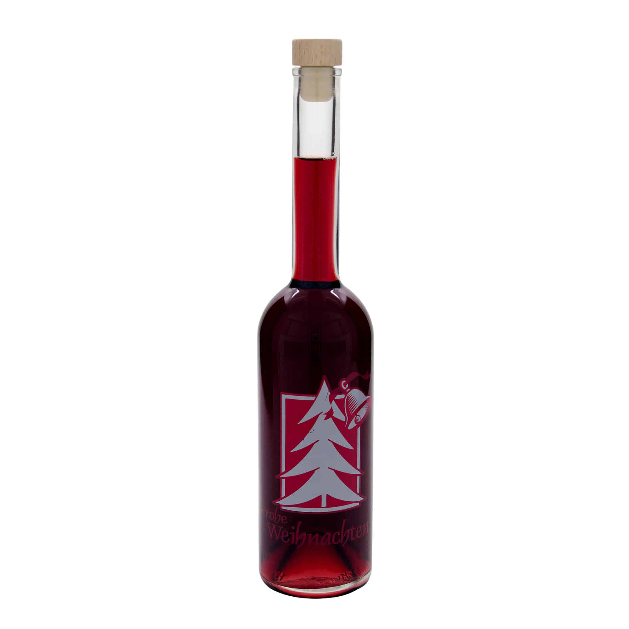 500 ml Glasflasche «Opera», Motiv: Weihnachtsgruss, Mündung: Kork