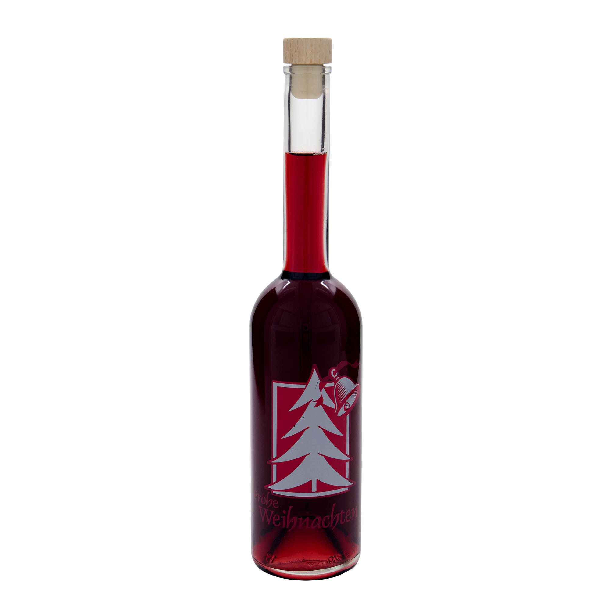 500 ml Glasflasche «Opera», Motiv: Weihnachtsgruss, Mündung: Kork