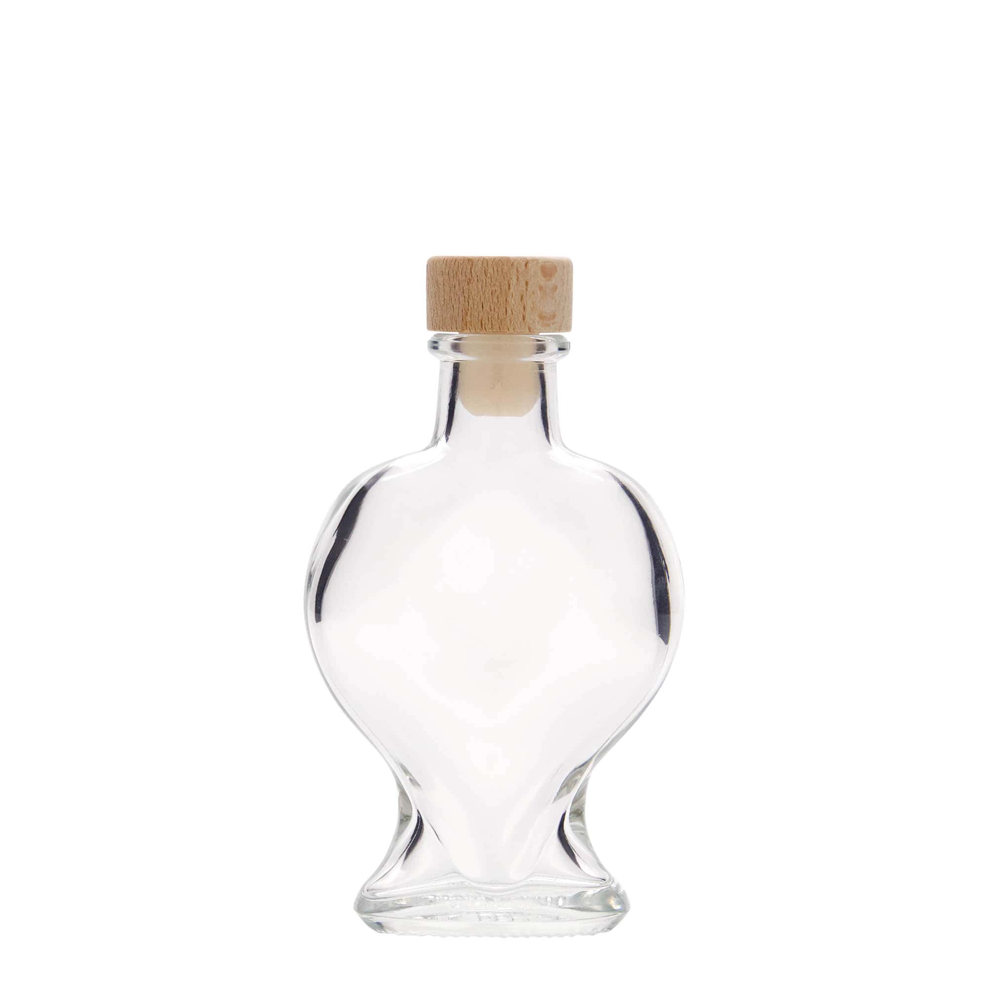 100 ml Glasflasche «Herz», Mündung: Kork