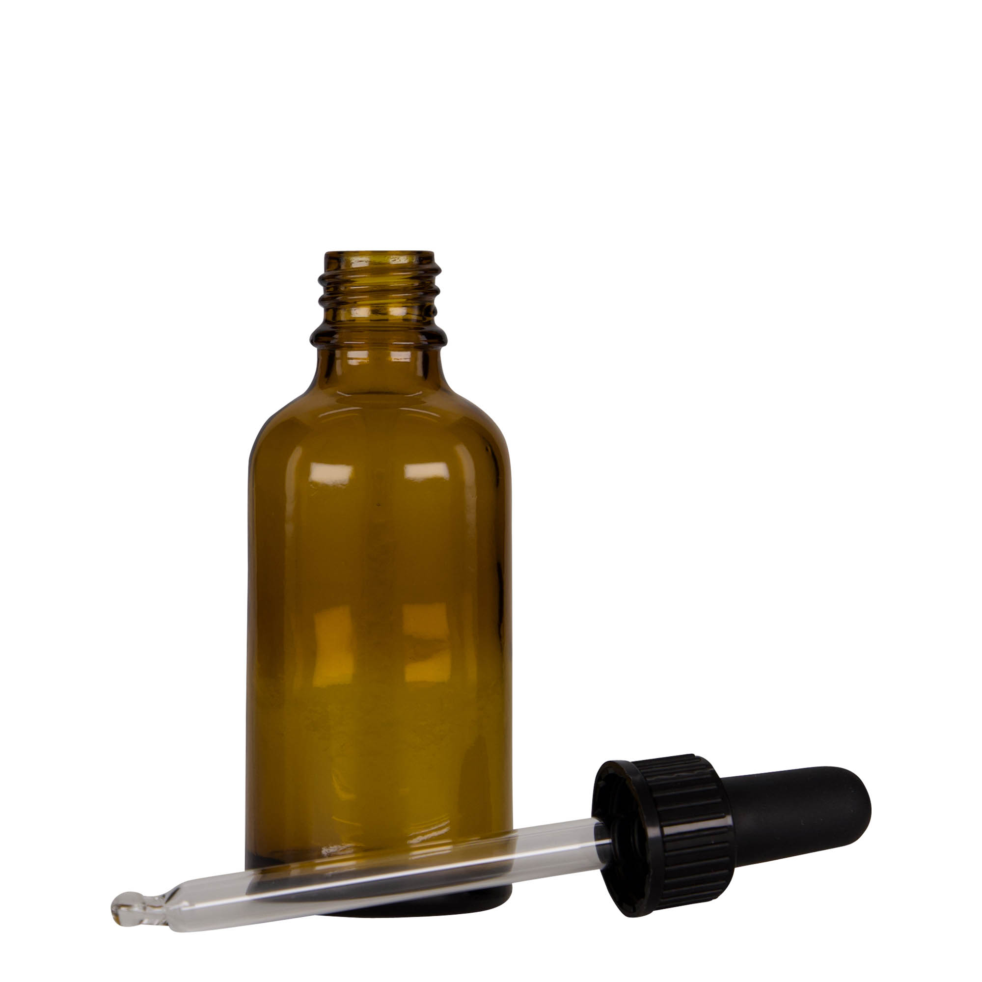 50 ml Pipettenflasche Medizin, Glas, braun-schwarz, Mündung: DIN 18 50 ml Pipettenflasche Medizin, Glas, braun-schwarz, Mündung: DIN 18