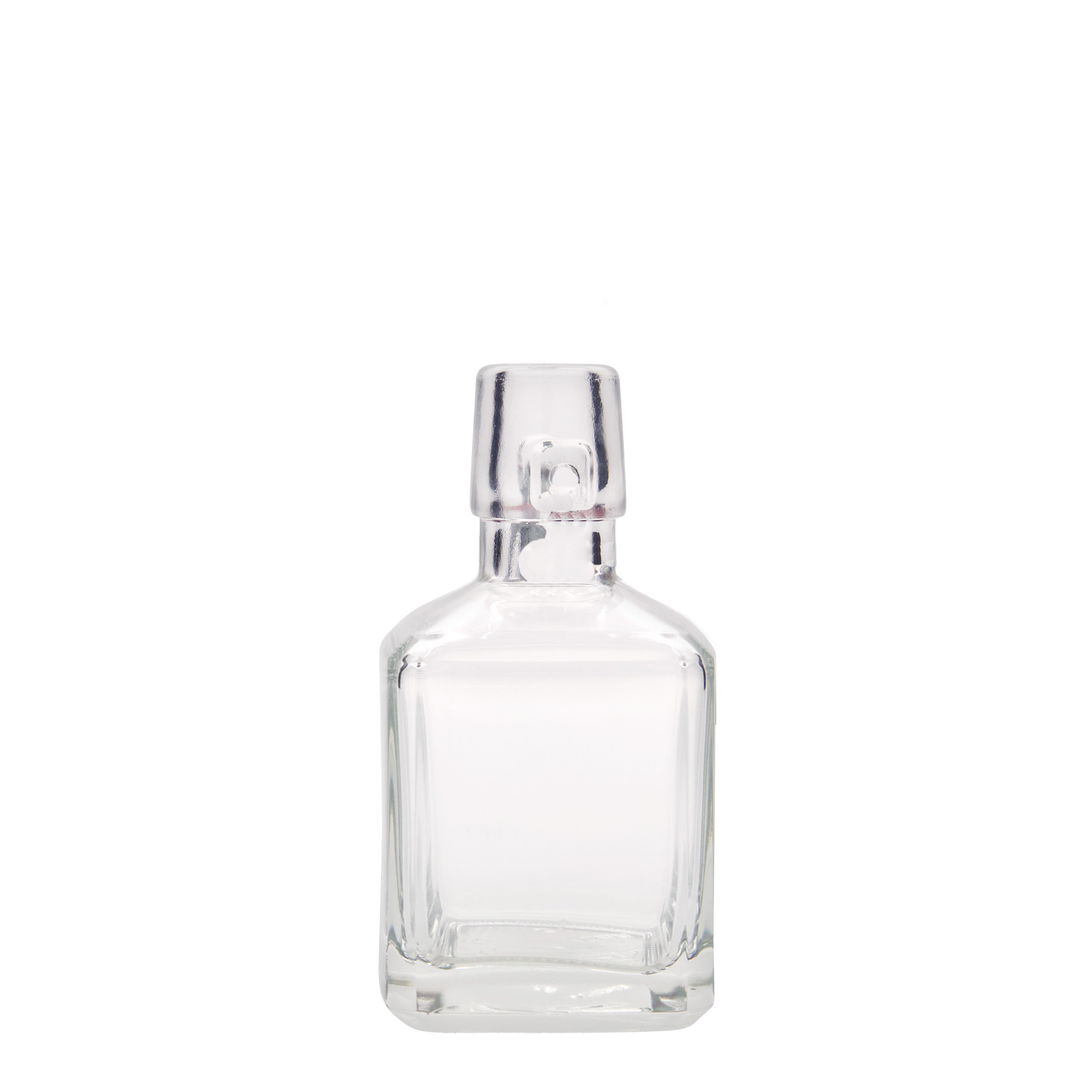 200 ml Glasflasche 'Kubica', quadratisch, Mündung: Bügelverschluss