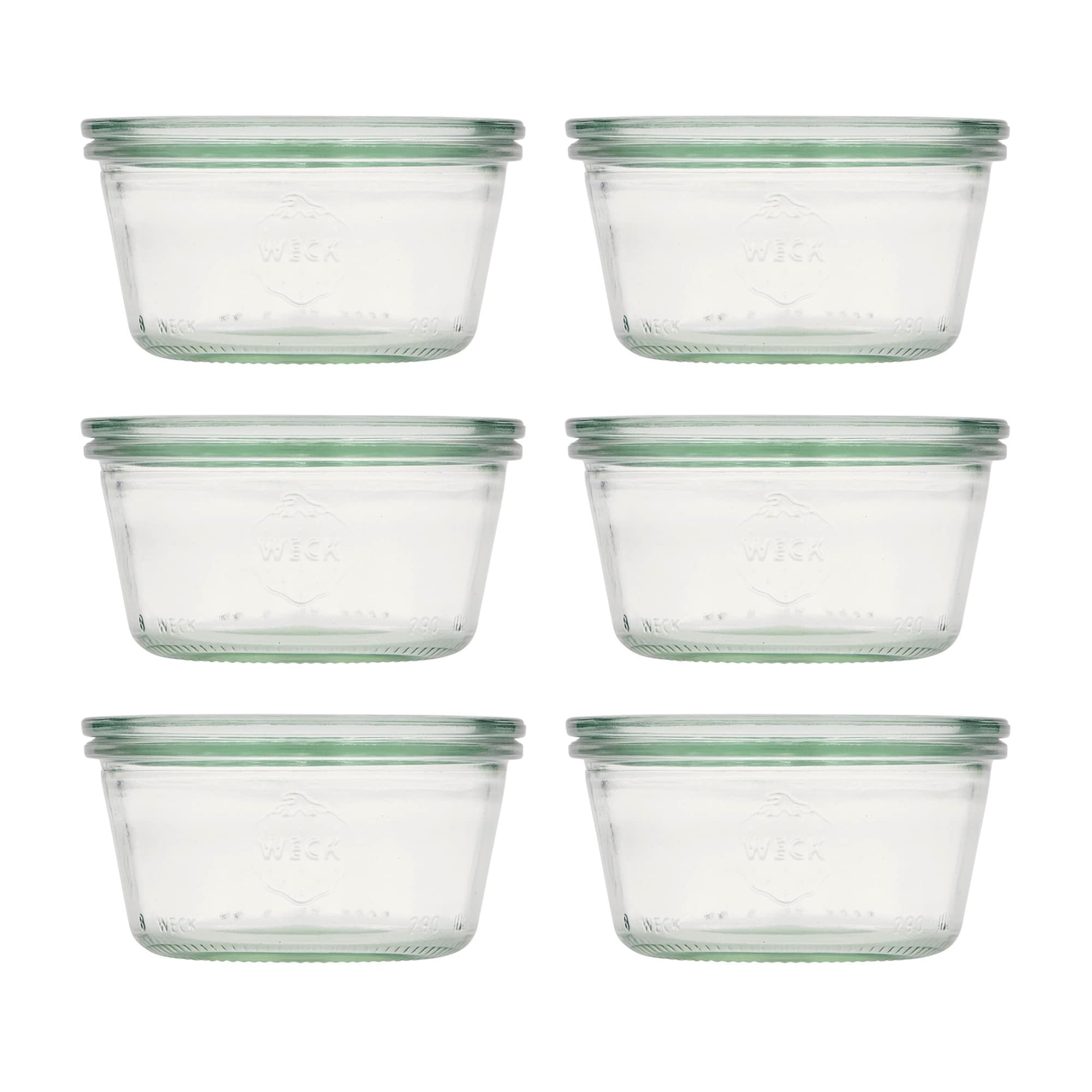 6x 290 ml WECK-Sturzglas flach mit Glasdeckel RR 100