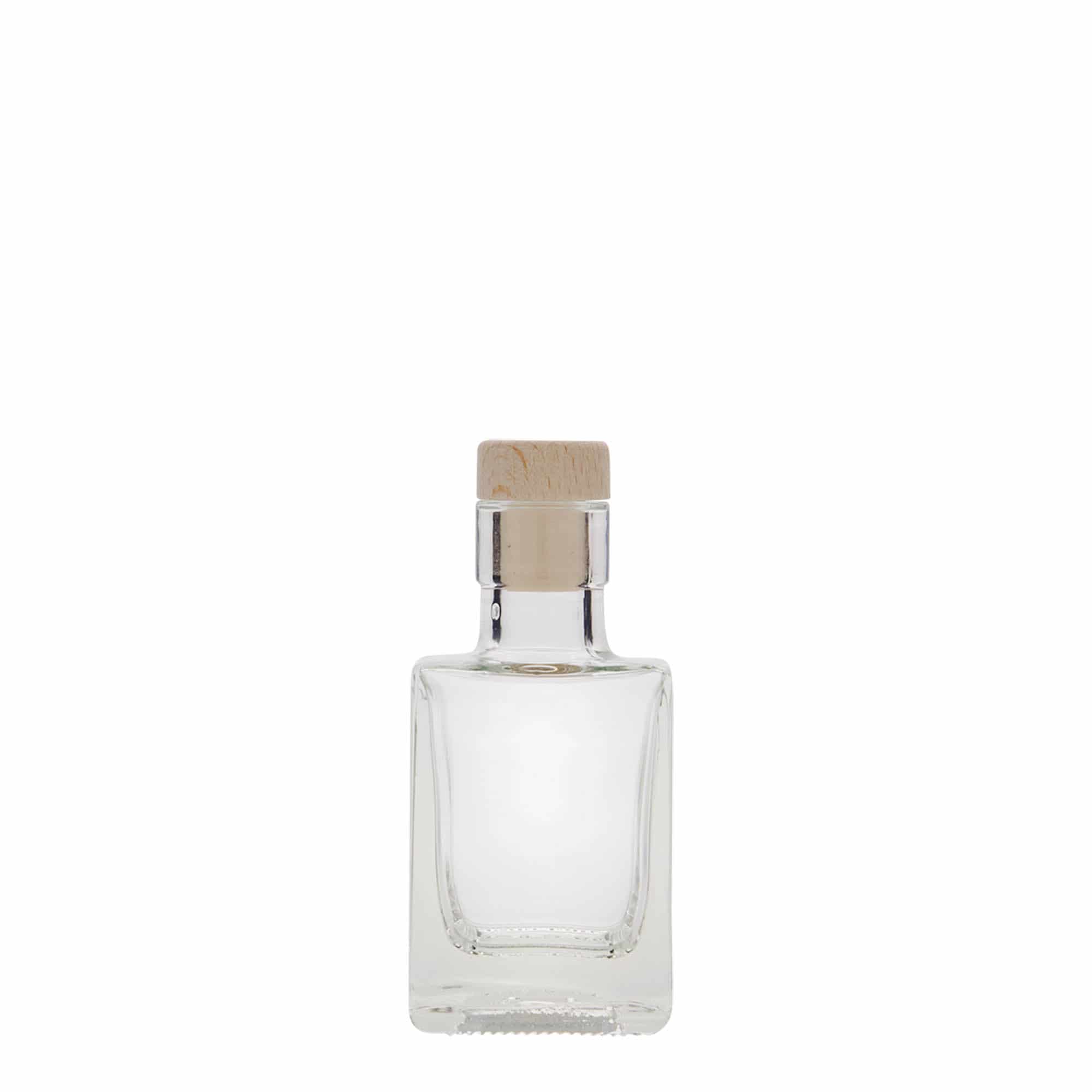 50 ml Glasflasche 'Cube', quadratisch, Mündung: Kork