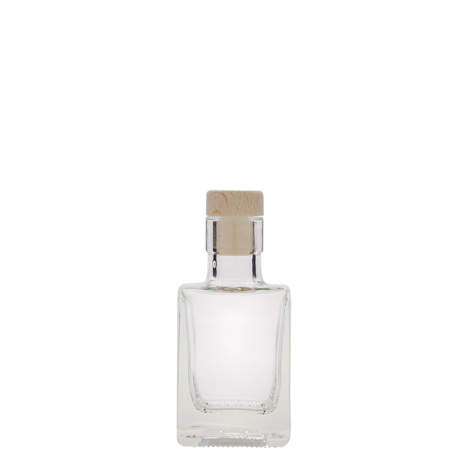 50 ml Glasflasche «Cube», quadratisch, Mündung: Kork