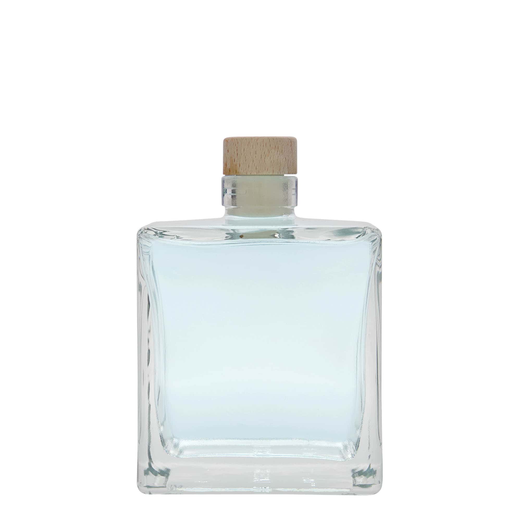 500 ml Glasflasche 'Cube', quadratisch, Mündung: Kork
