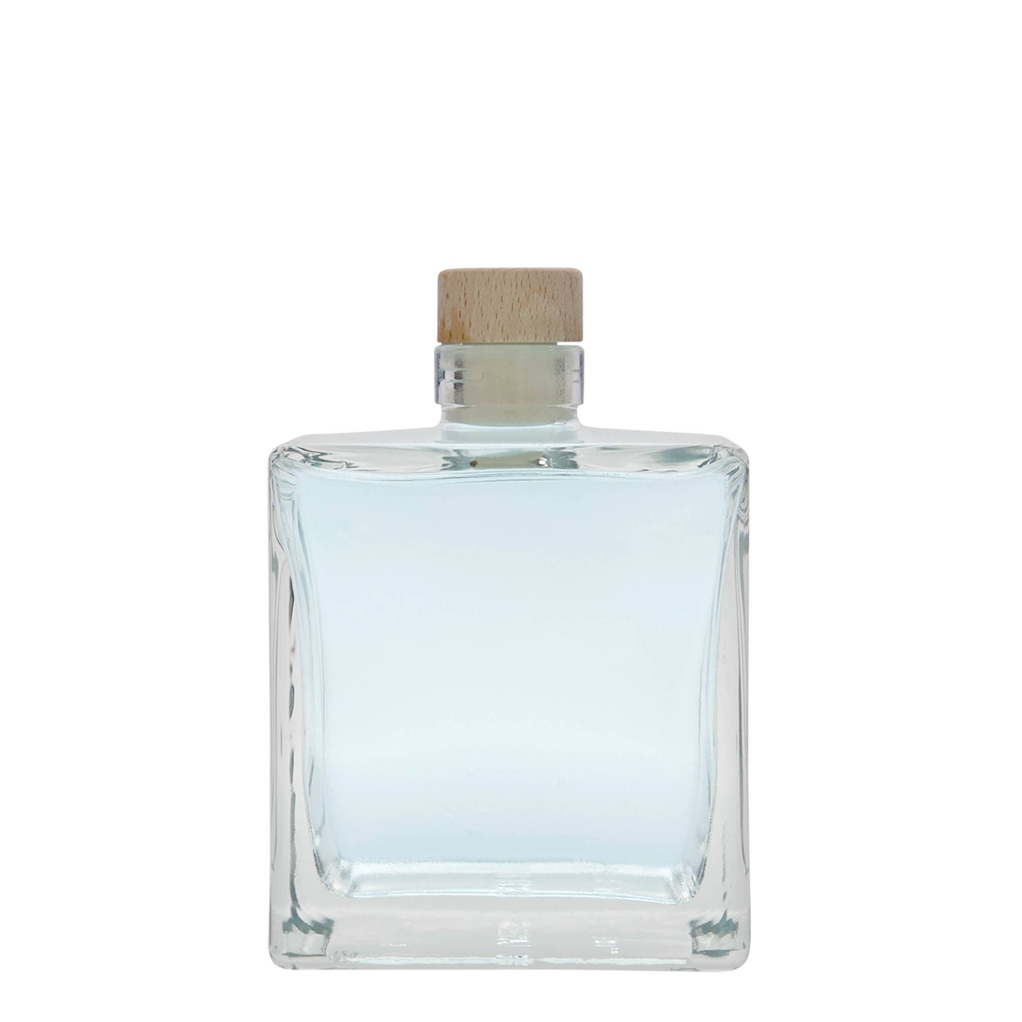 500 ml Glasflasche «Cube», quadratisch, Mündung: Kork