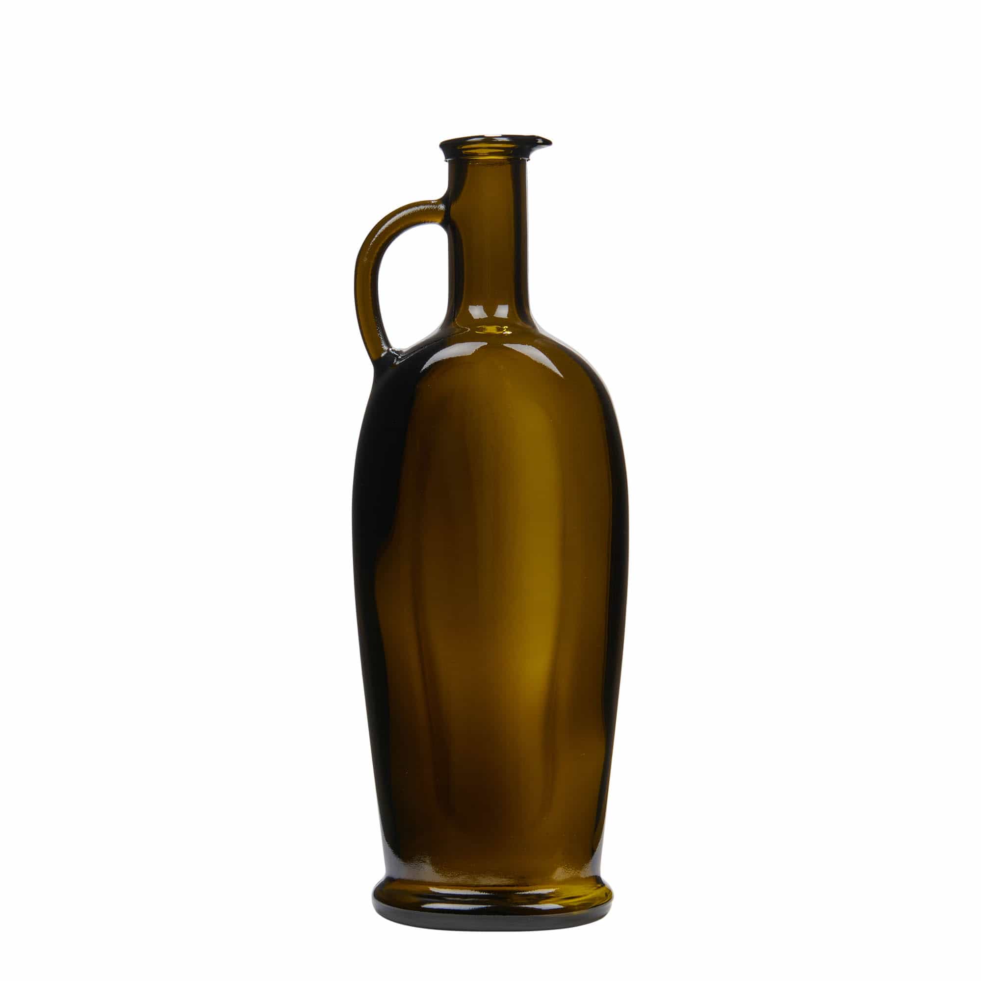 500 ml Glasflasche «Eleganta», oval, antikgrün, Mündung: Kork