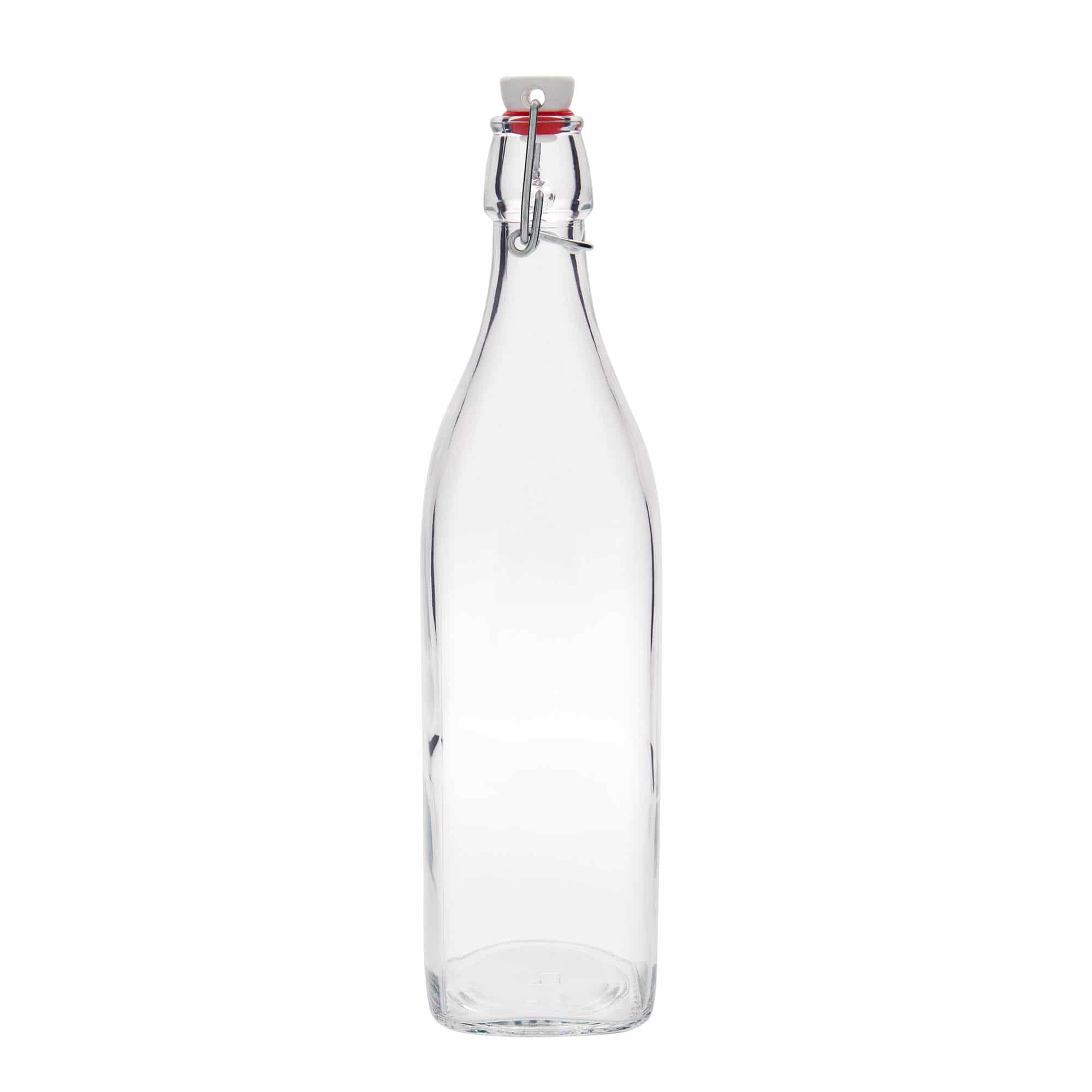1.000 ml Glasflasche 'Swing, quadratisch, Mündung: Bügelverschluss 1.000 ml Glasflasche 'Swing, quadratisch, Mündung: Bügelverschluss