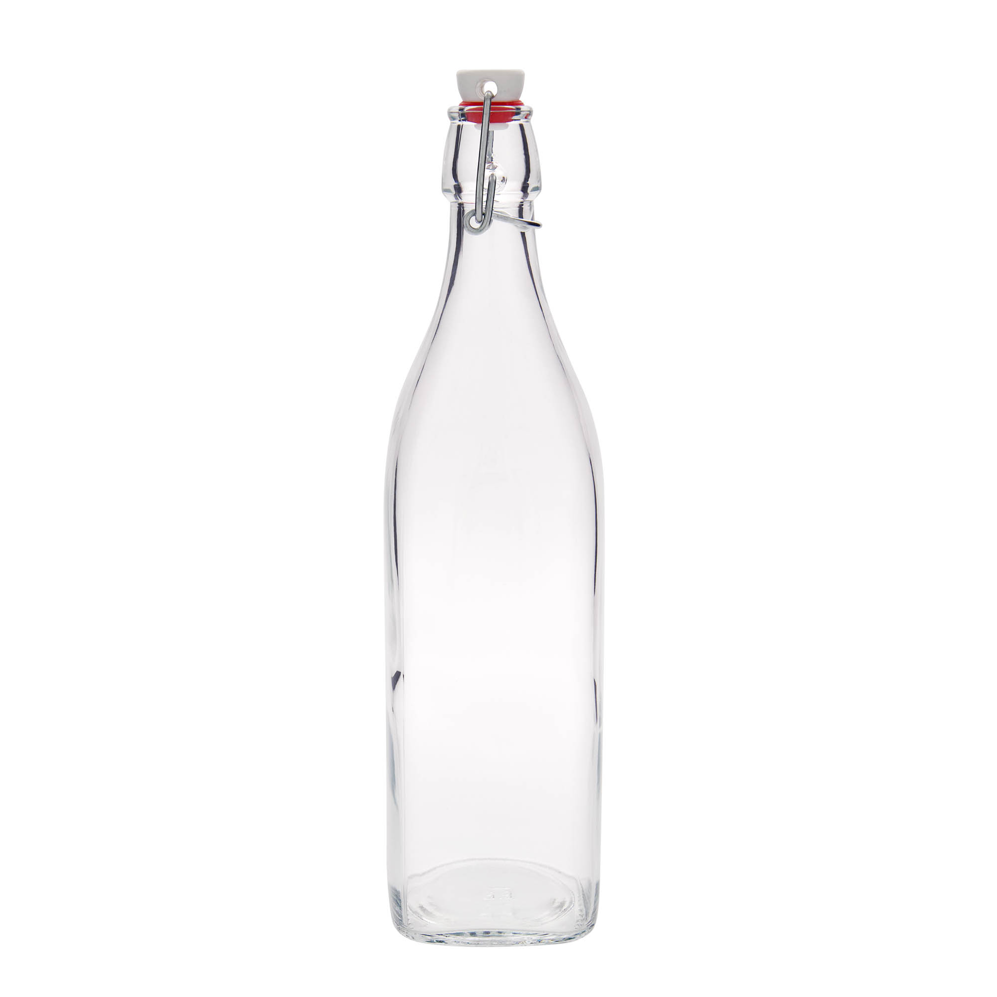 1.000 ml Glasflasche 'Swing, quadratisch, Mündung: Bügelverschluss 1.000 ml Glasflasche 'Swing, quadratisch, Mündung: Bügelverschluss