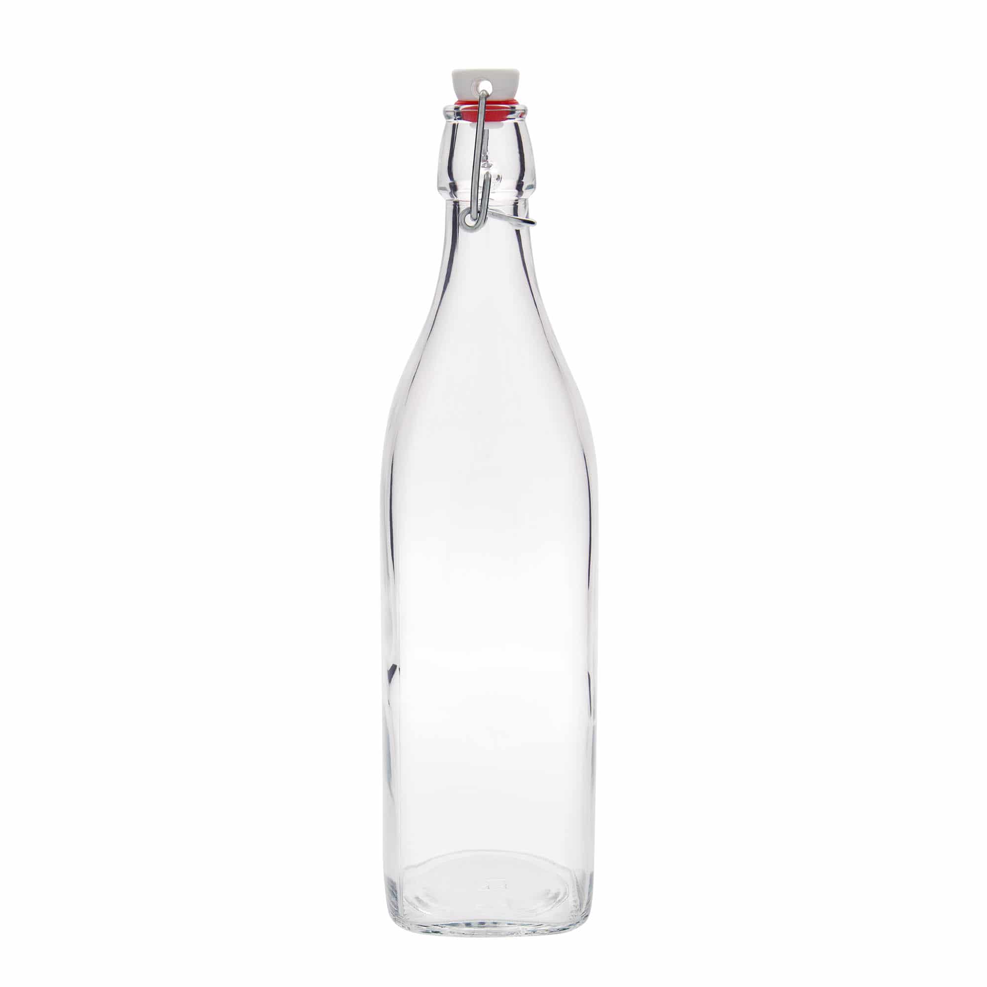 1.000 ml Glasflasche «Swing», quadratisch, Mündung: Bügelverschluss