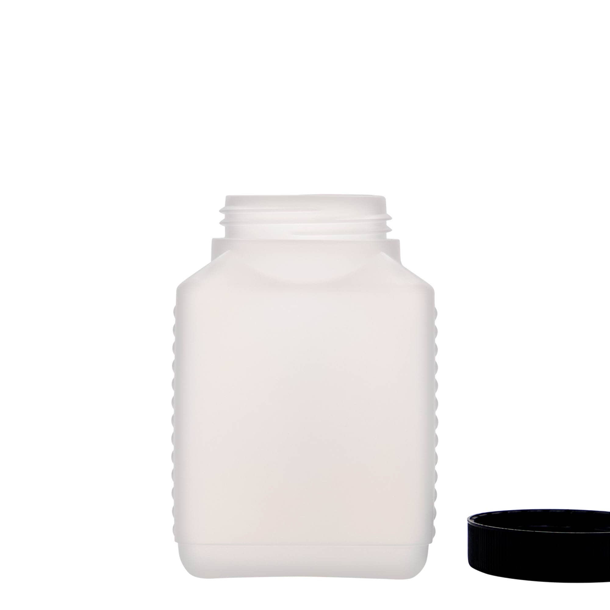 500 ml Weithalsflasche, rechteckig, HDPE-Kunststoff, natur, Mündung: DIN 60 EPE 500 ml Weithalsflasche, rechteckig, HDPE-Kunststoff, natur, Mündung: DIN 60 EPE
