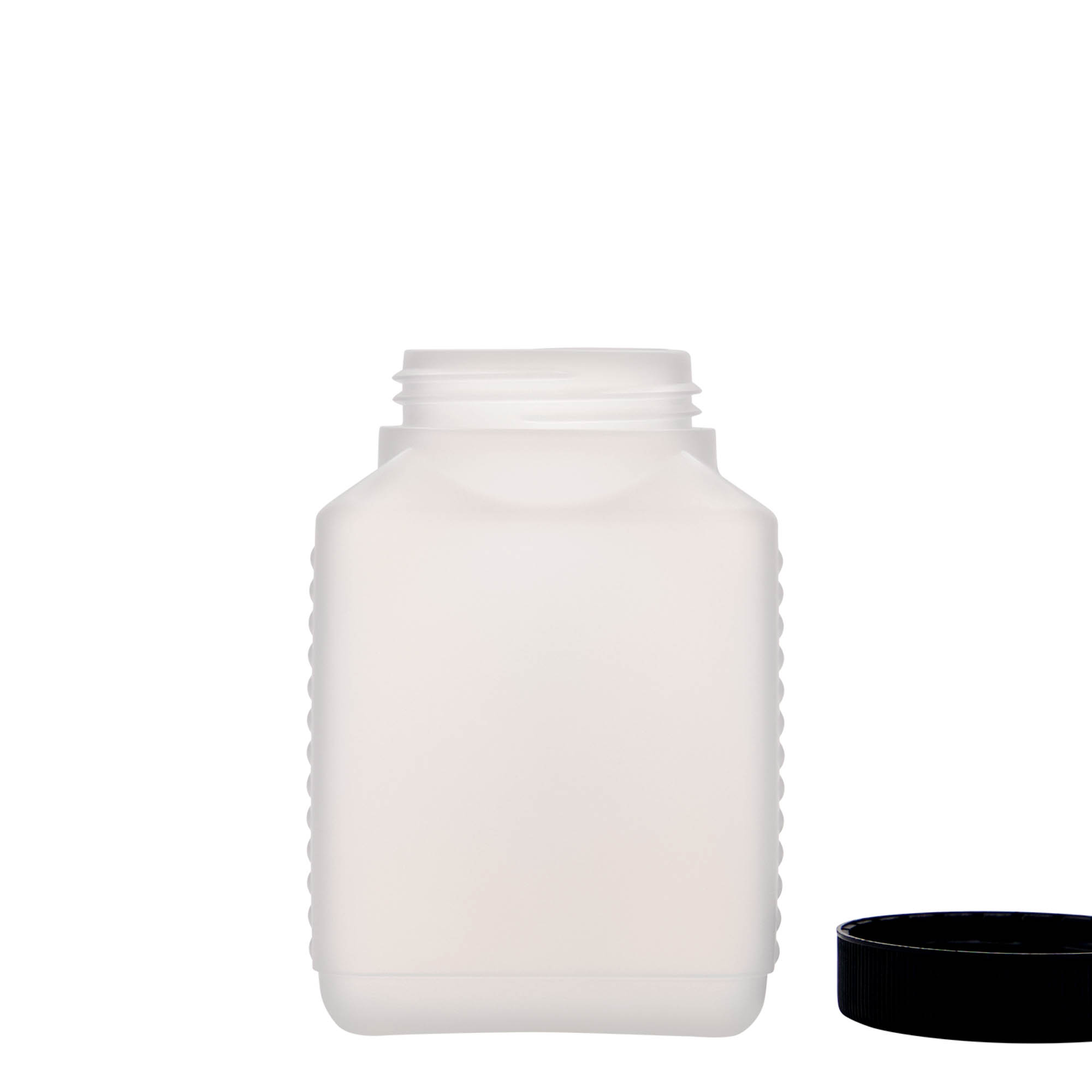 500 ml Weithalsflasche, rechteckig, HDPE-Kunststoff, natur, Mündung: DIN 60 EPE 500 ml Weithalsflasche, rechteckig, HDPE-Kunststoff, natur, Mündung: DIN 60 EPE