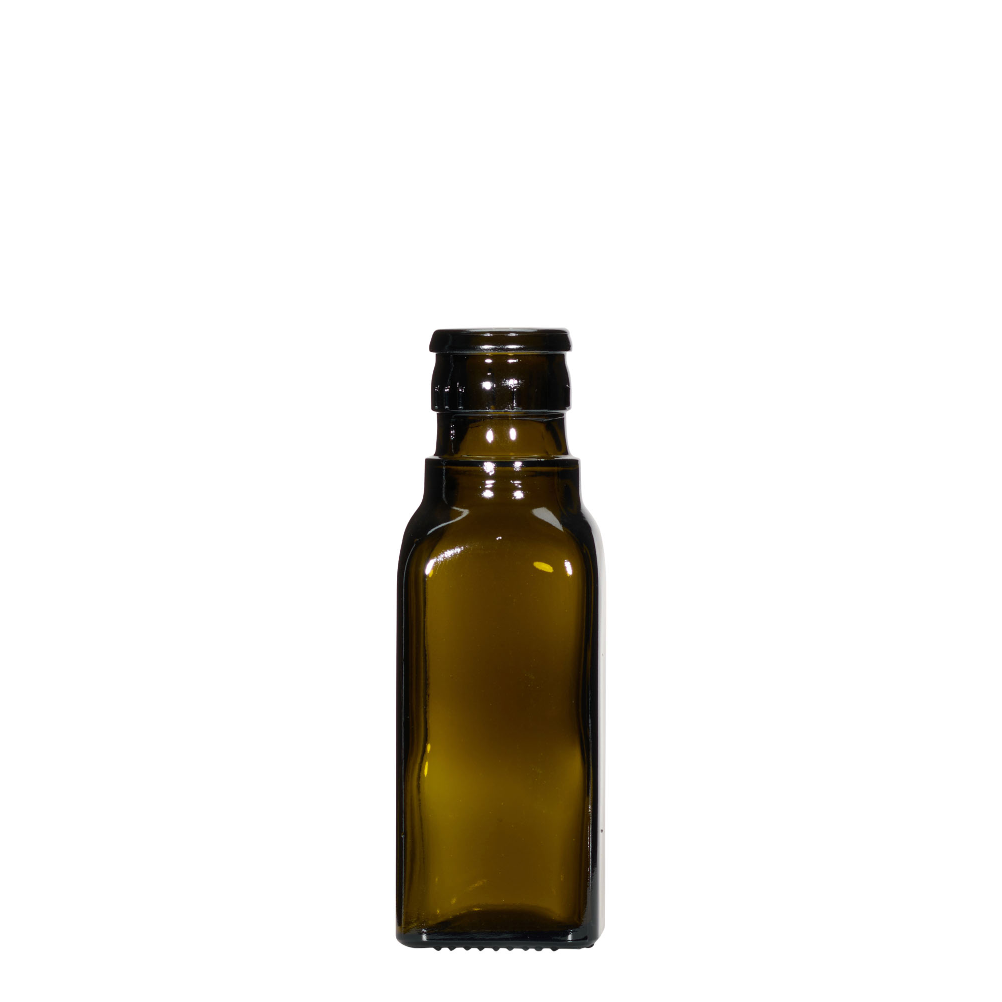 100 ml Essig-/Ölflasche 'Quadra', Glas, quadratisch, antikgrün, Mündung: DOP