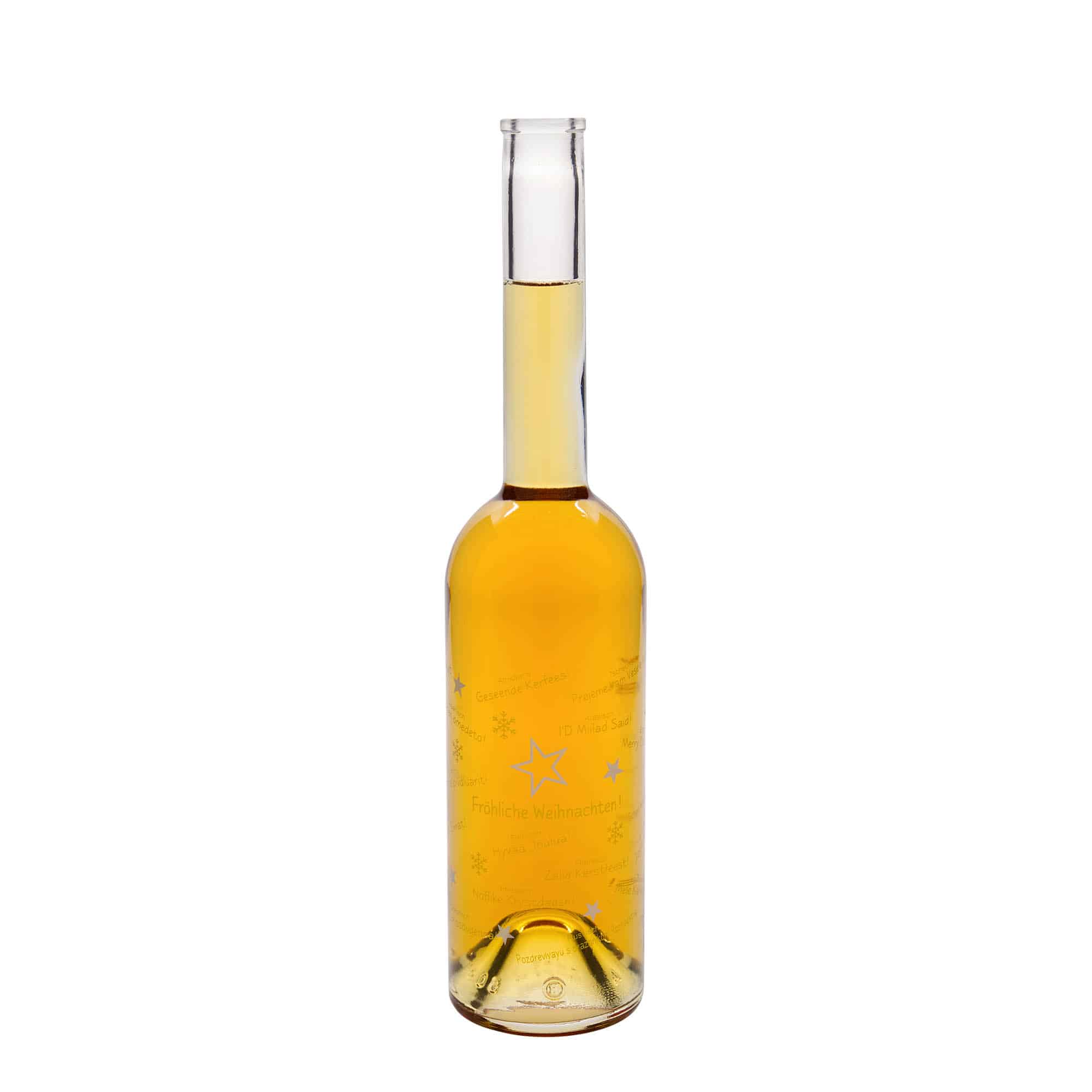 500 ml Glasflasche 'Opera', Motiv: Weihnachten in der Welt, Mündung: Kork