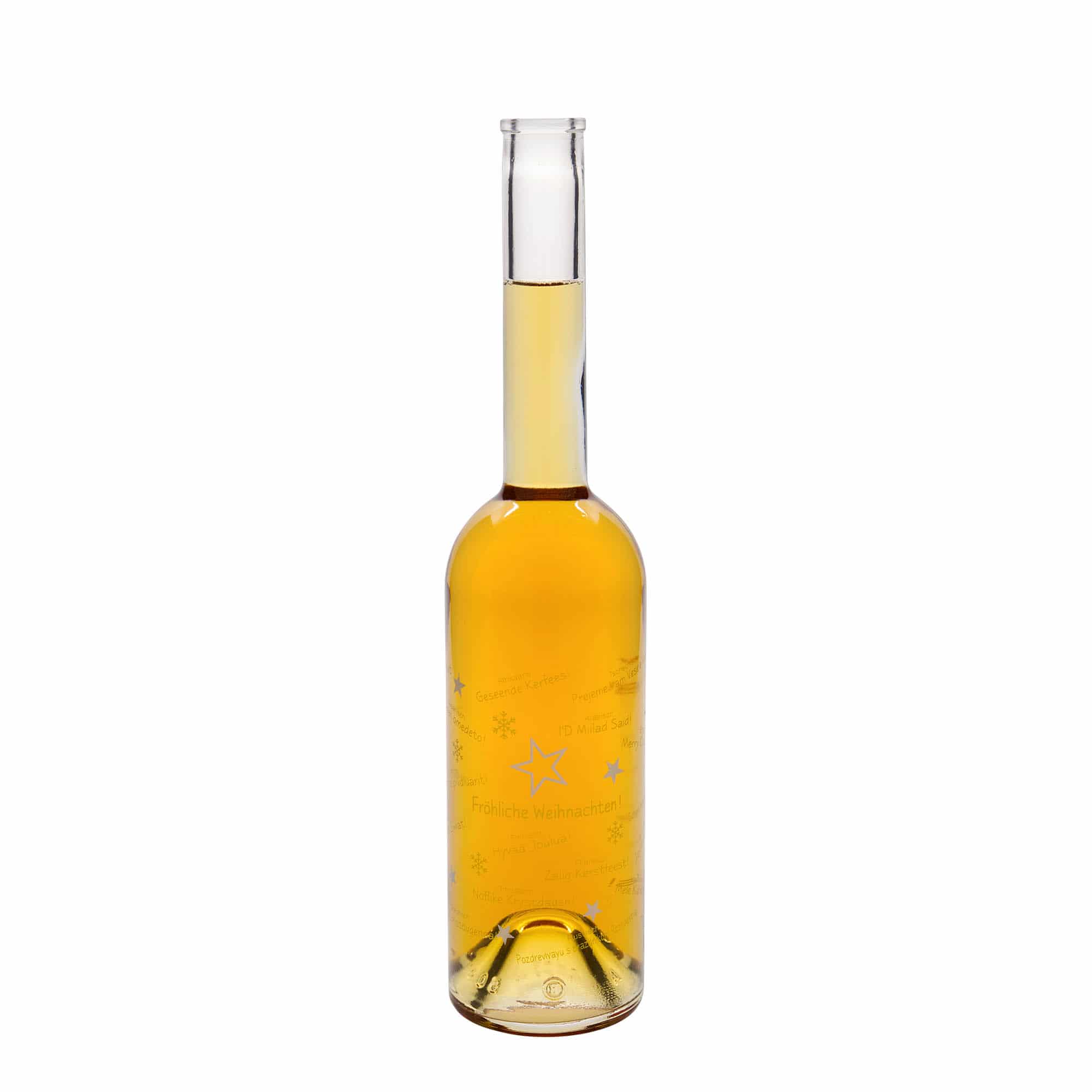500 ml Glasflasche «Opera», Motiv: Weihnachten in der Welt, Mündung: Kork