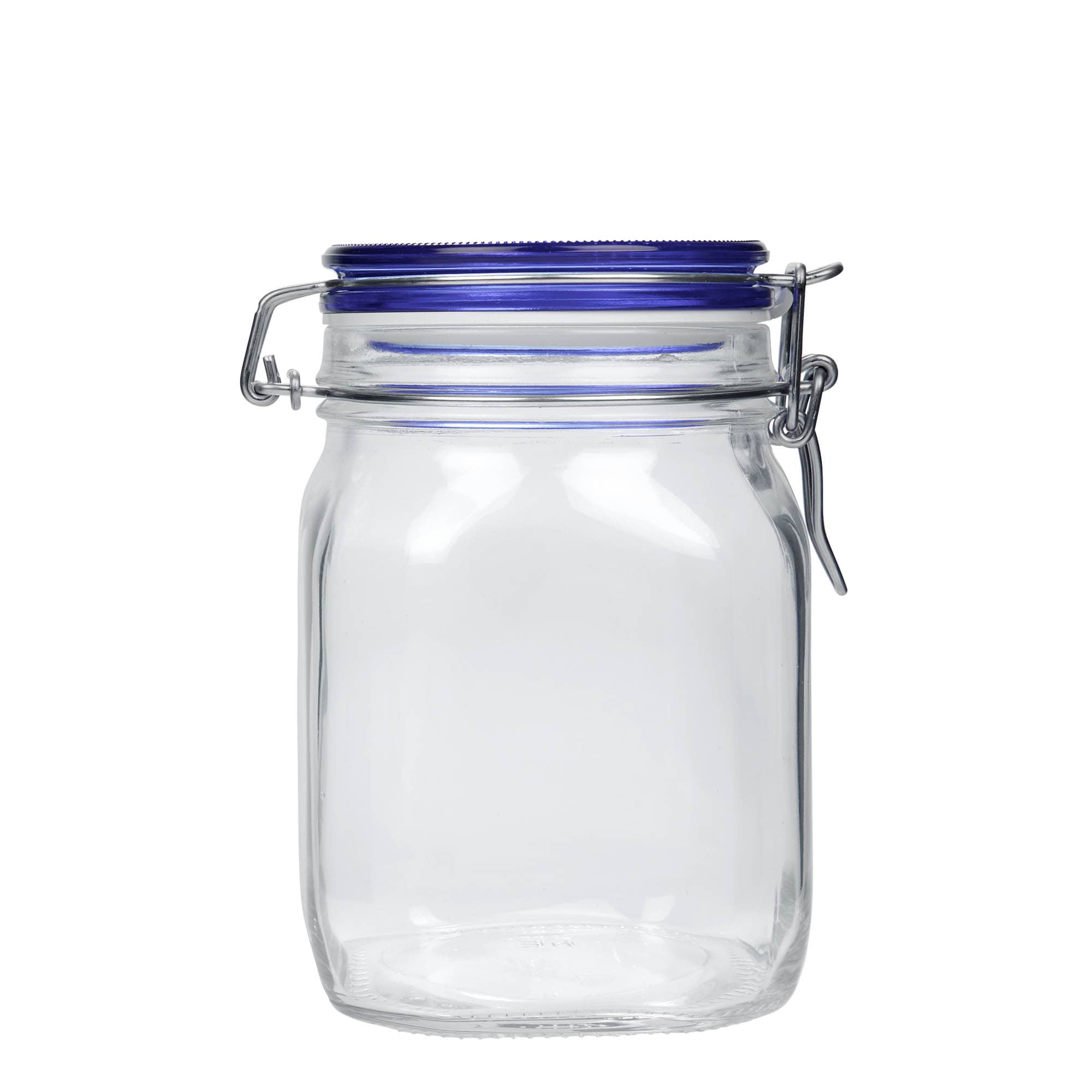 1.000 ml Drahtbügelglas «Fido» Blue Top, quadratisch, Mündung: Drahtbügelverschluss