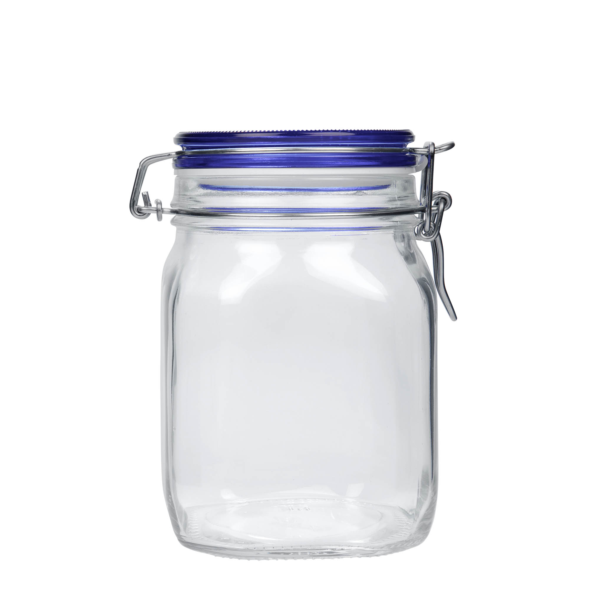 1.000 ml Drahtbügelglas «Fido» Blue Top, quadratisch, Mündung: Drahtbügelverschluss