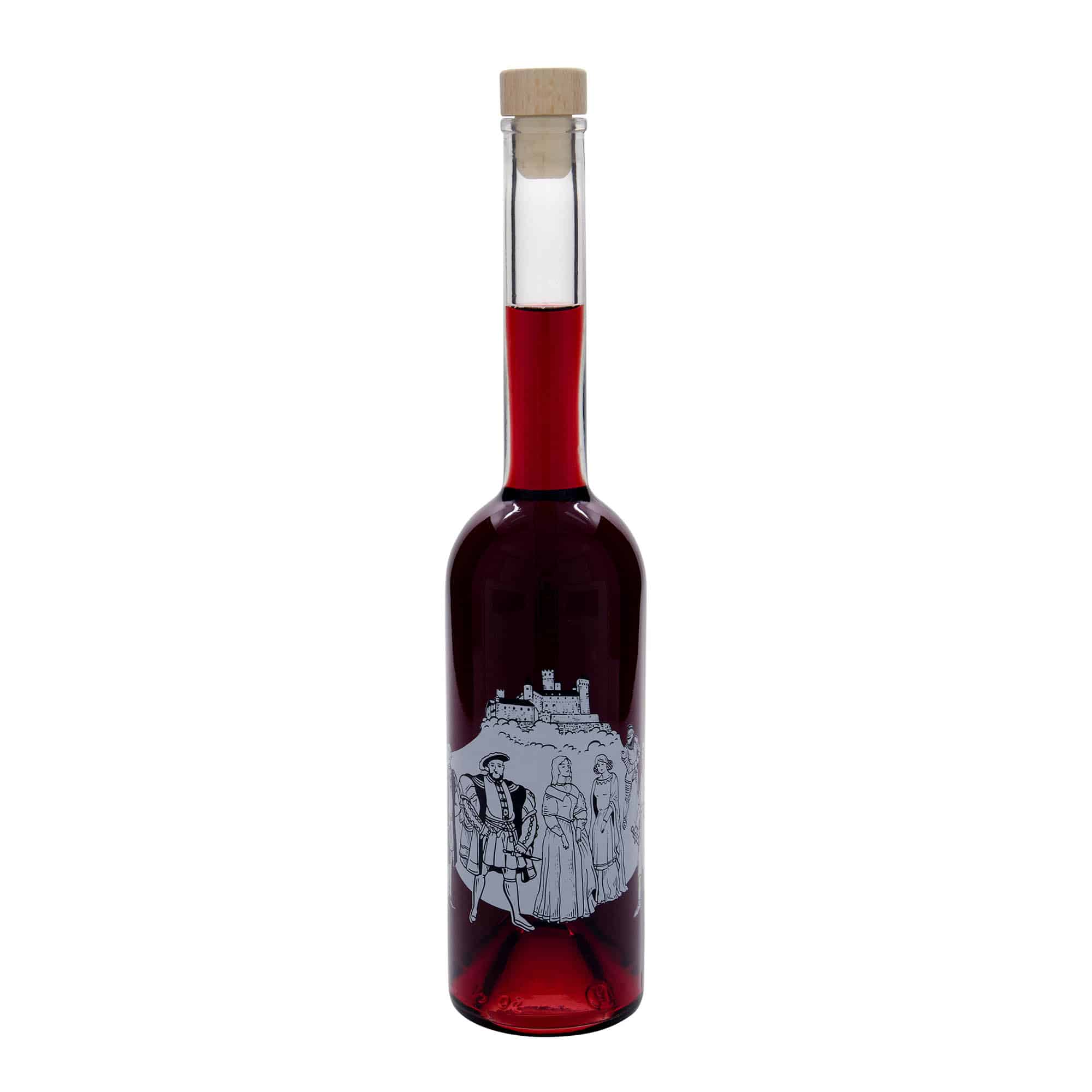 500 ml Glasflasche «Opera», Motiv: Mittelalter, Mündung: Kork