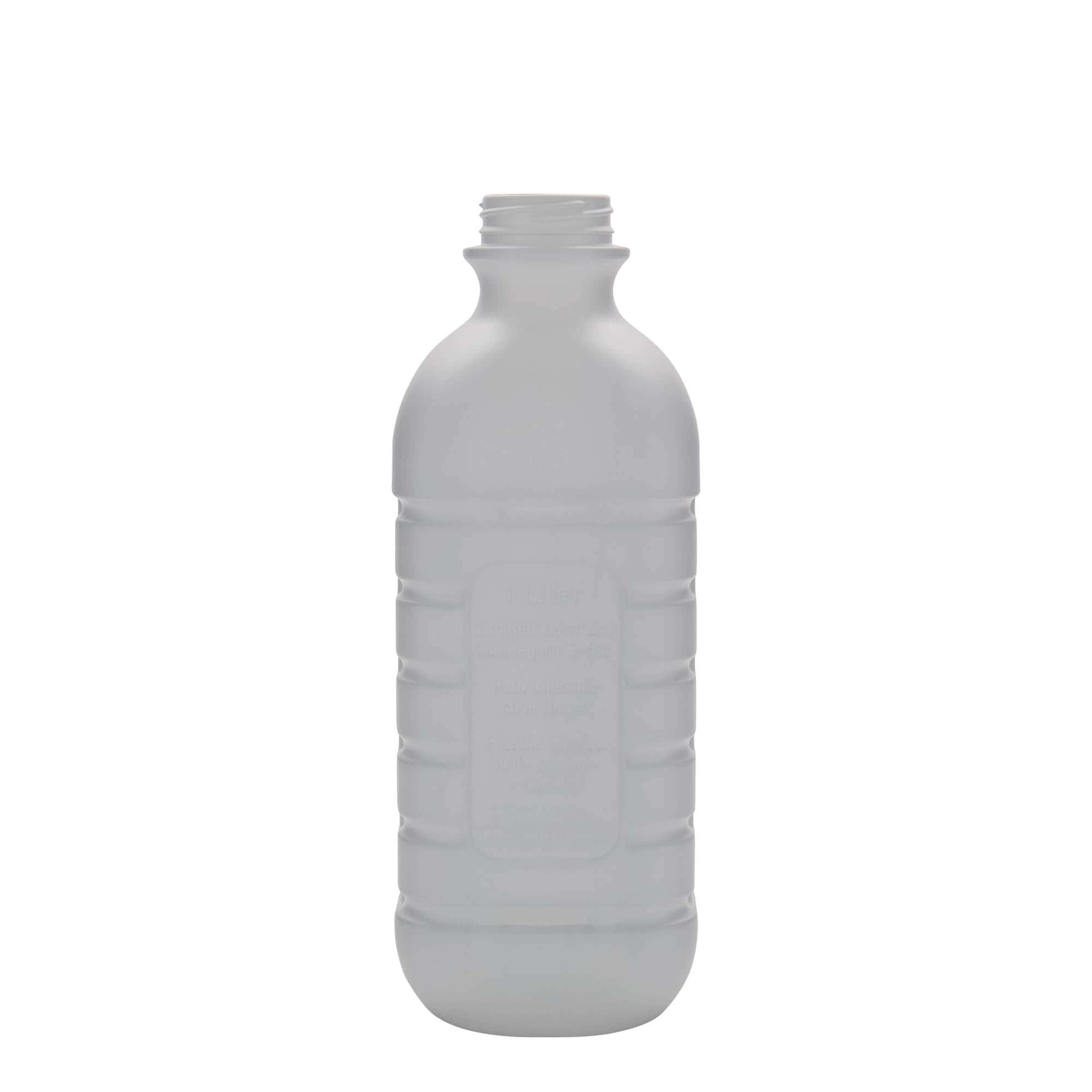 1.000 ml Milchflasche, rechteckig, HDPE-Kunststoff, weiss, Mündung: PEHD40