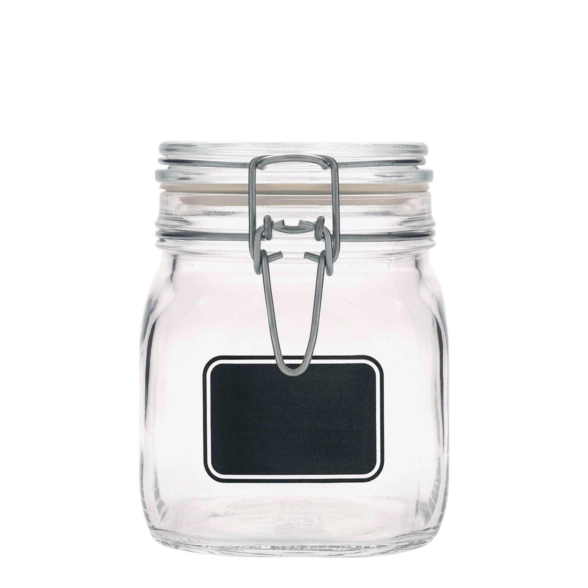750 ml Drahtbügelglas 'Fido', Motiv: Etikettenfeld, quadratisch, Mündung: Drahtbügelverschluss 750 ml Drahtbügelglas 'Fido', Motiv: Etikettenfeld, quadratisch, Mündung: Drahtbügelverschluss