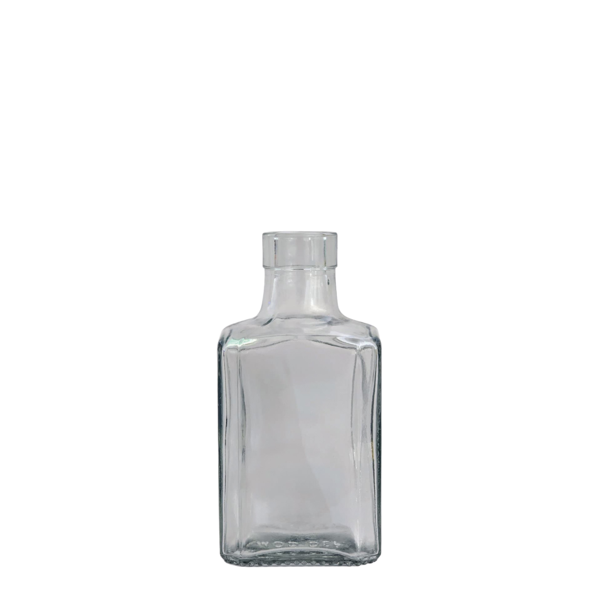 250 ml Glasflasche 'Decanter Quadro Oberband', quadratisch, Mündung: Kork 250 ml Glasflasche 'Decanter Quadro Oberband', quadratisch, Mündung: Kork