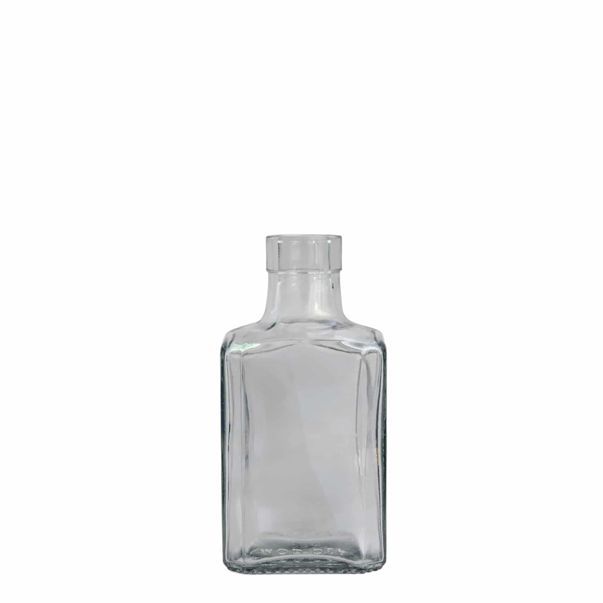 250 ml Glasflasche «Decanter Quadro Oberband», quadratisch, Mündung: Kork