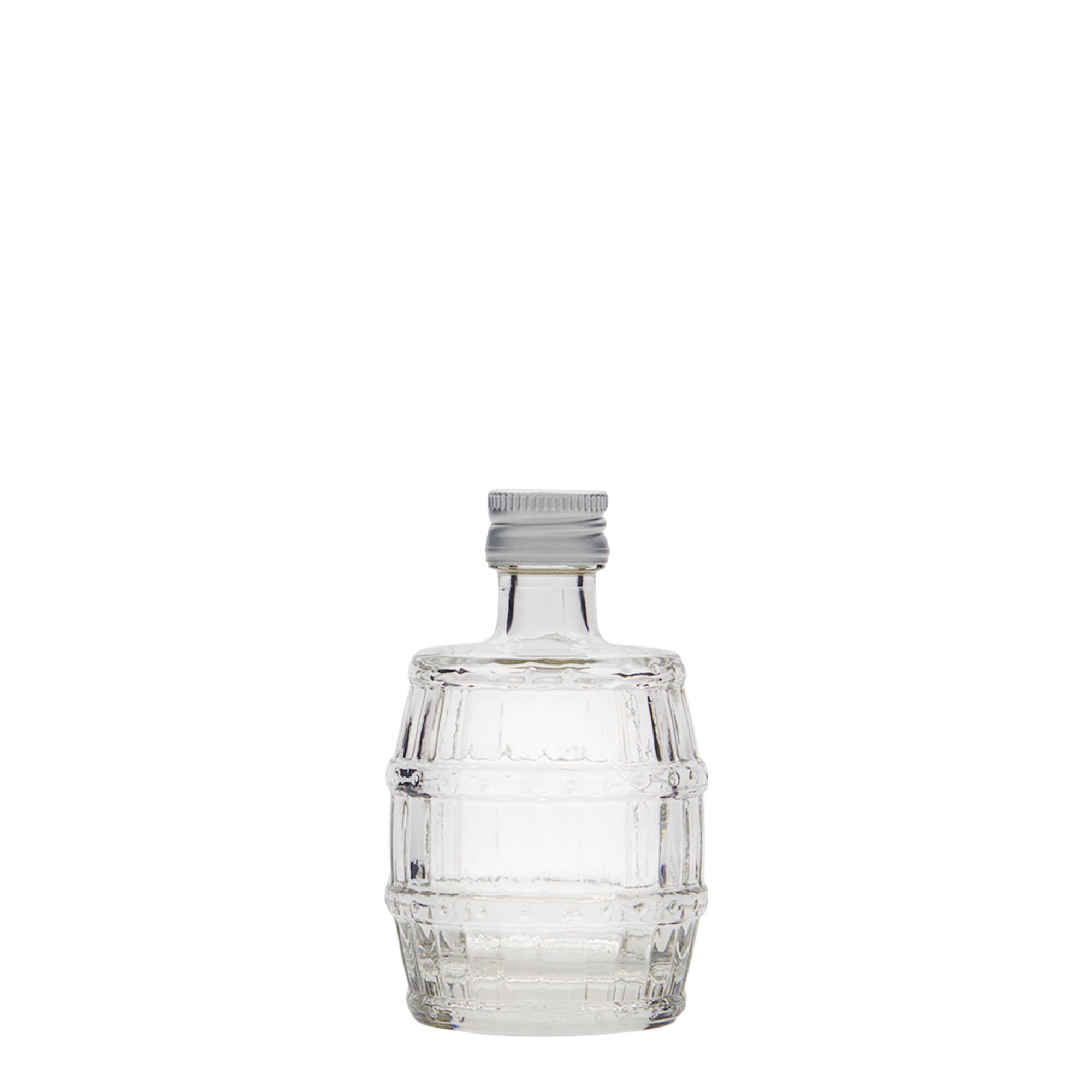 50 ml Glasflasche 'Fass', Mündung: PP 18 50 ml Glasflasche 'Fass', Mündung: PP 18