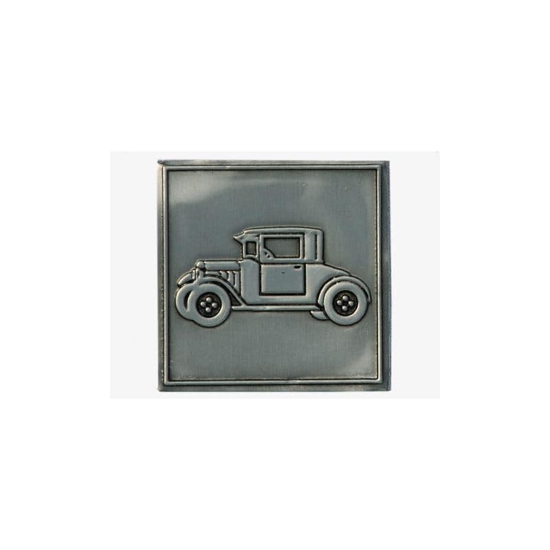 Zinnetikett 'Oldtimer', quadratisch, Metall, silber Zinnetikett 'Oldtimer', quadratisch, Metall, silber