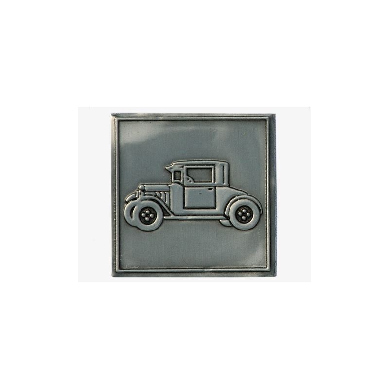 Zinnetikett 'Oldtimer', quadratisch, Metall, silber Zinnetikett 'Oldtimer', quadratisch, Metall, silber