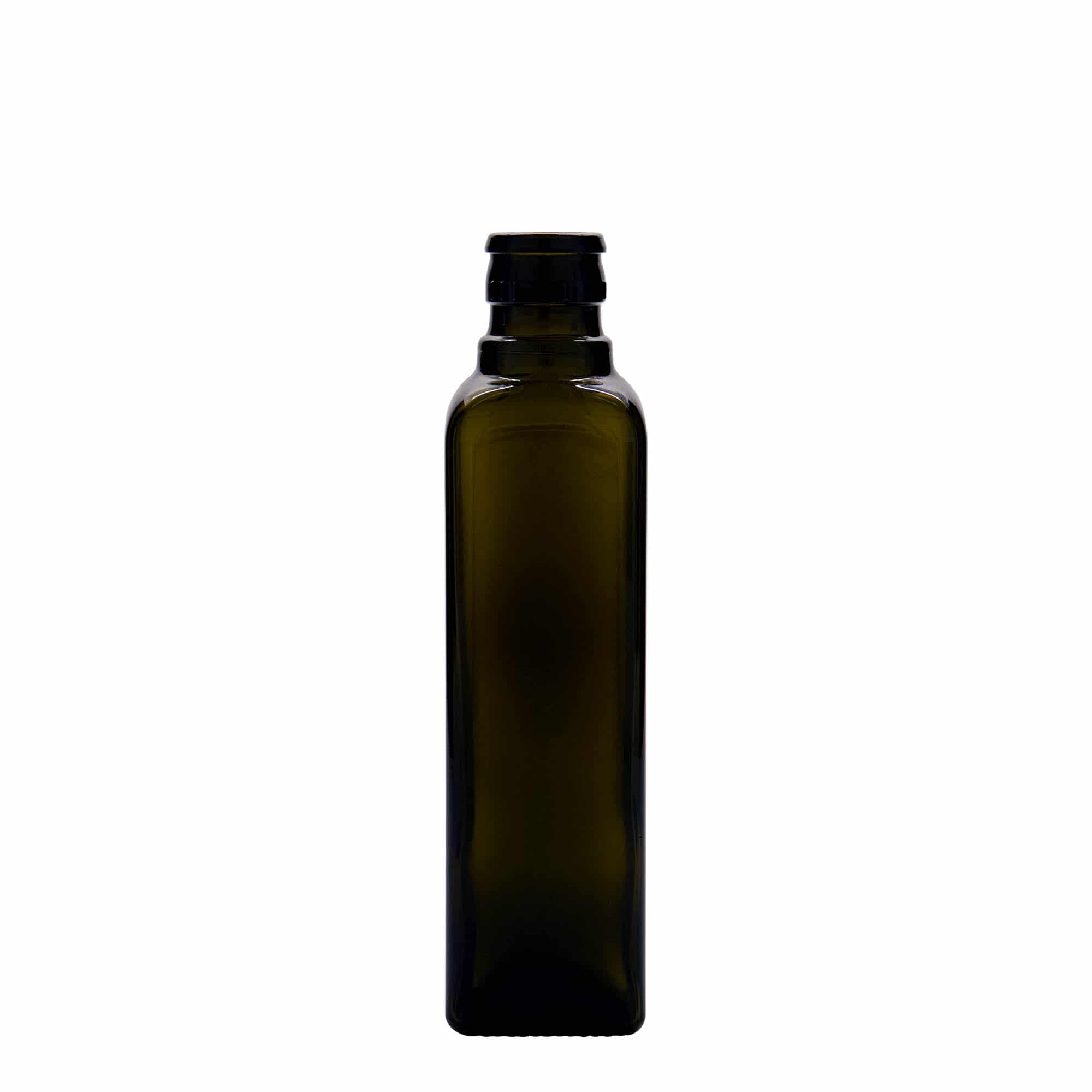 250 ml Essig-/Ölflasche 'Quadra', Glas, quadratisch, antikgrün, Mündung: DOP 250 ml Essig-/Ölflasche 'Quadra', Glas, quadratisch, antikgrün, Mündung: DOP