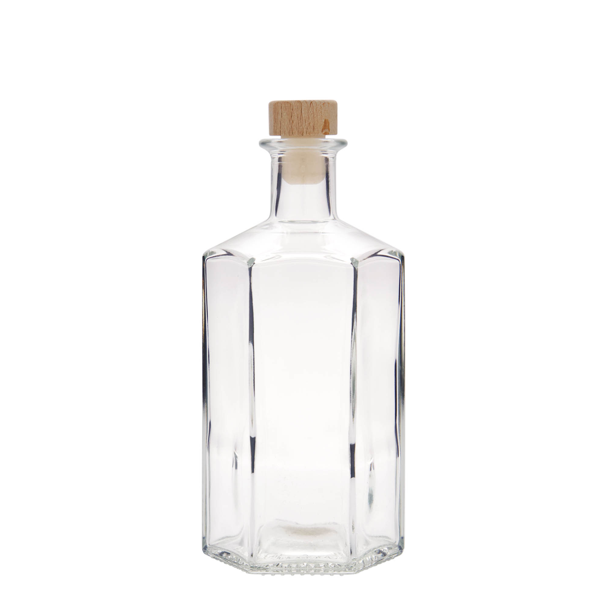 500 ml Glasflasche Apotheker 'Jimmy', sechseckig, Mündung: Kork 500 ml Glasflasche Apotheker 'Jimmy', sechseckig, Mündung: Kork