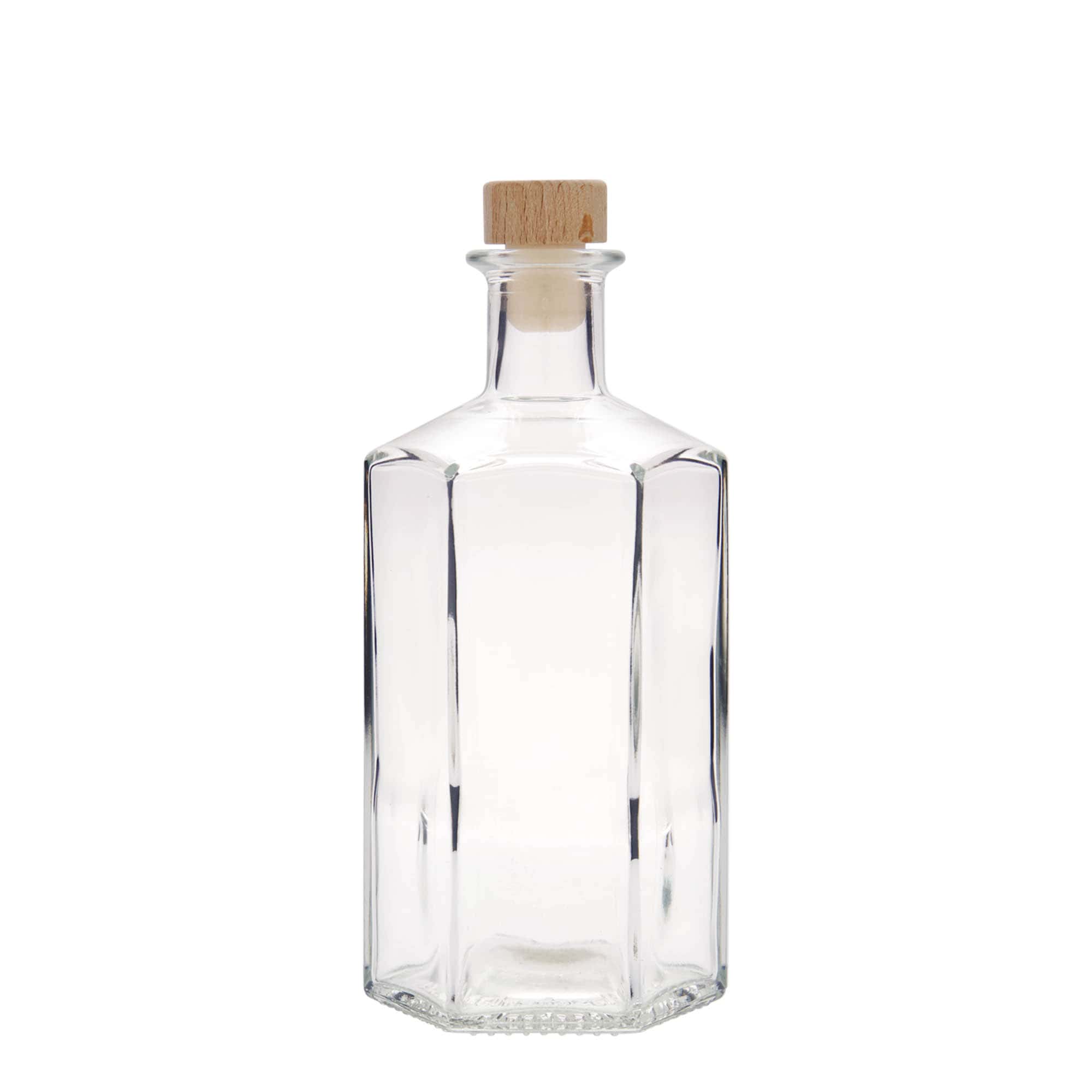 500 ml Glasflasche Apotheker «Jimmy», sechseckig, Mündung: Kork