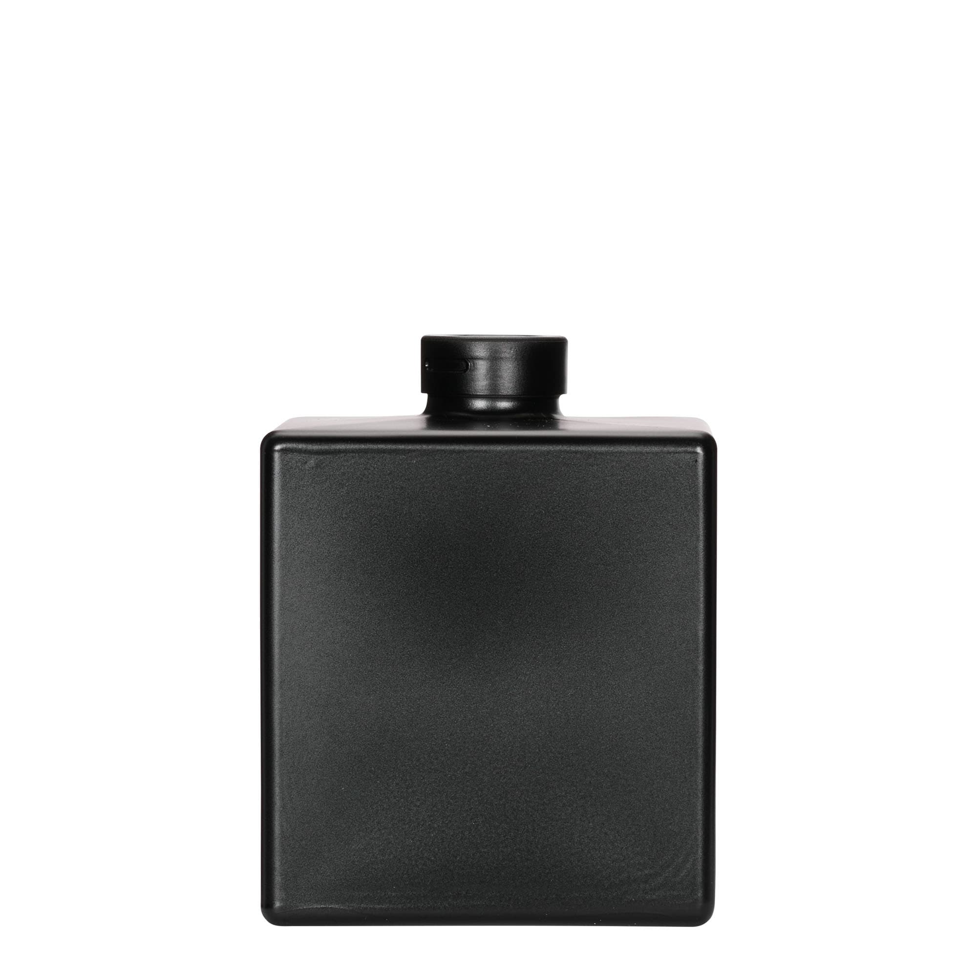 500 ml Glasflasche 'Cube', quadratisch, schwarz, Mündung: Kork