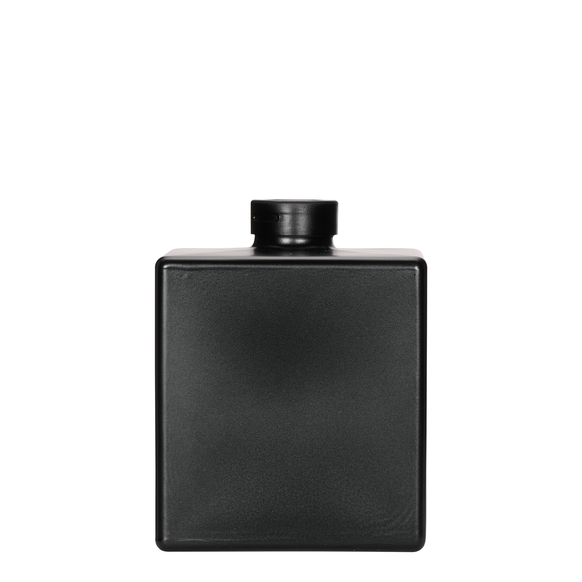 500 ml Glasflasche «Cube», quadratisch, schwarz, Mündung: Kork