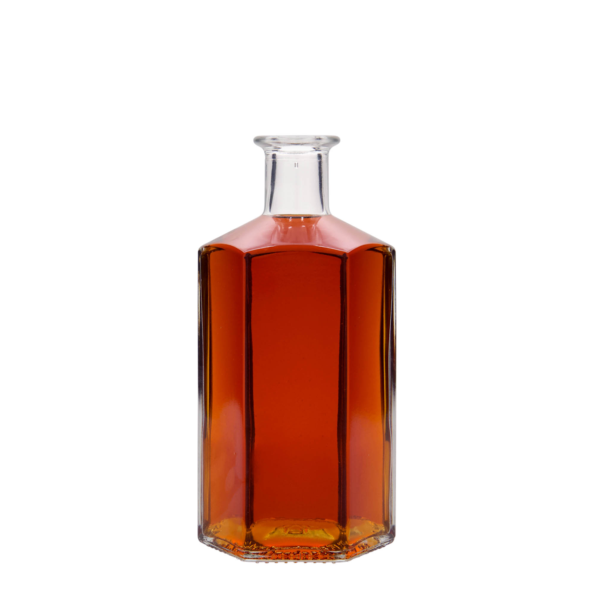 500 ml Glasflasche Apotheker 'Jimmy', sechseckig, Mündung: Kork