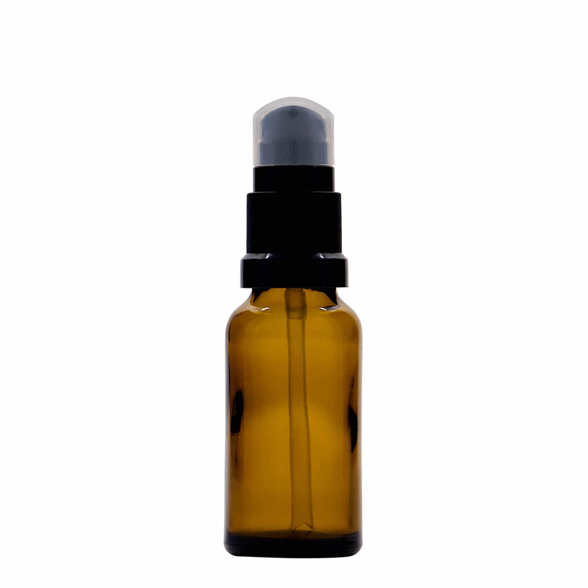 20 ml Medizinflasche mit Lotionspumpe, Glas, braun, Mündung: DIN 18 20 ml Medizinflasche mit Lotionspumpe, Glas, braun, Mündung: DIN 18