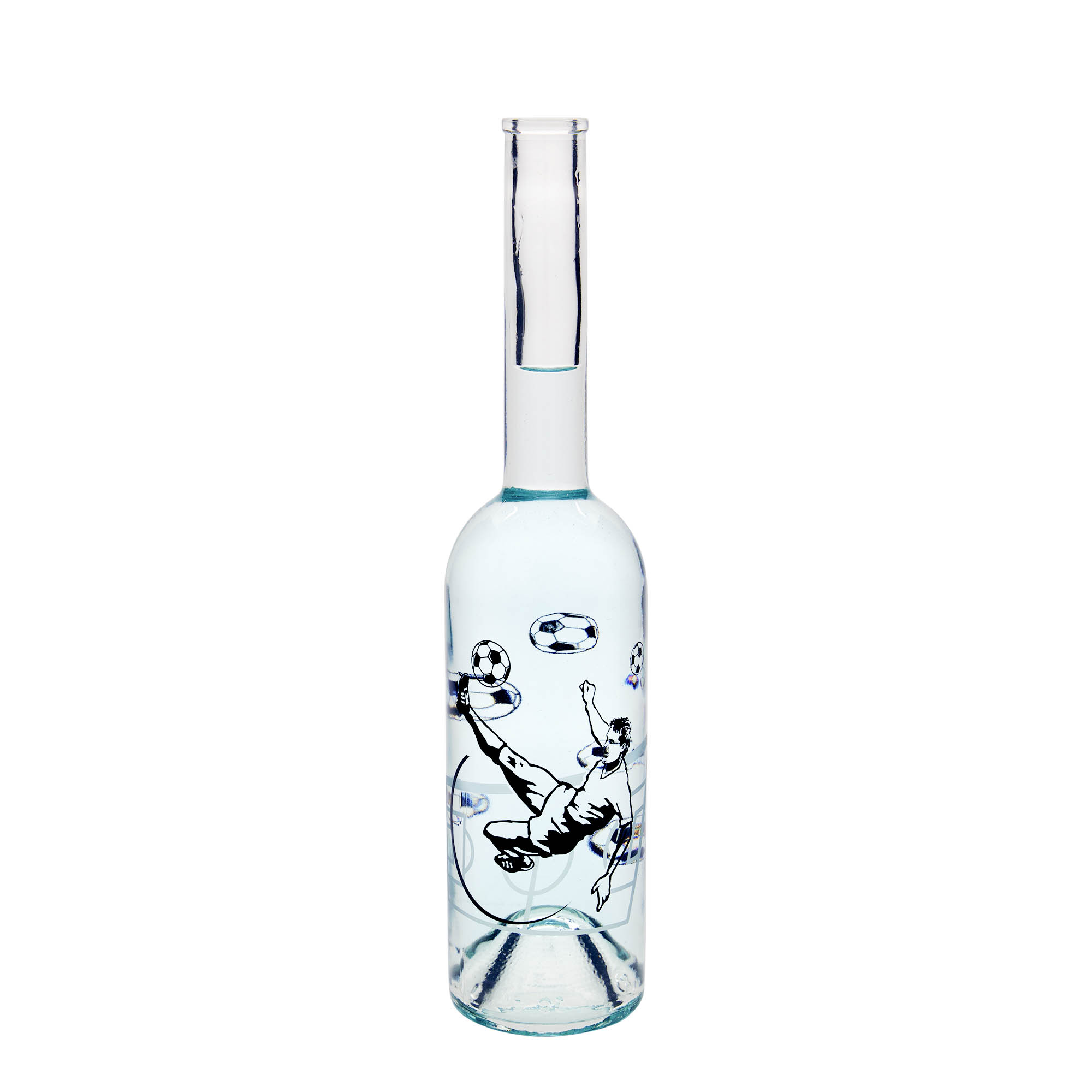 500 ml Glasflasche «Opera», Motiv: Fussballspieler, Mündung: Kork