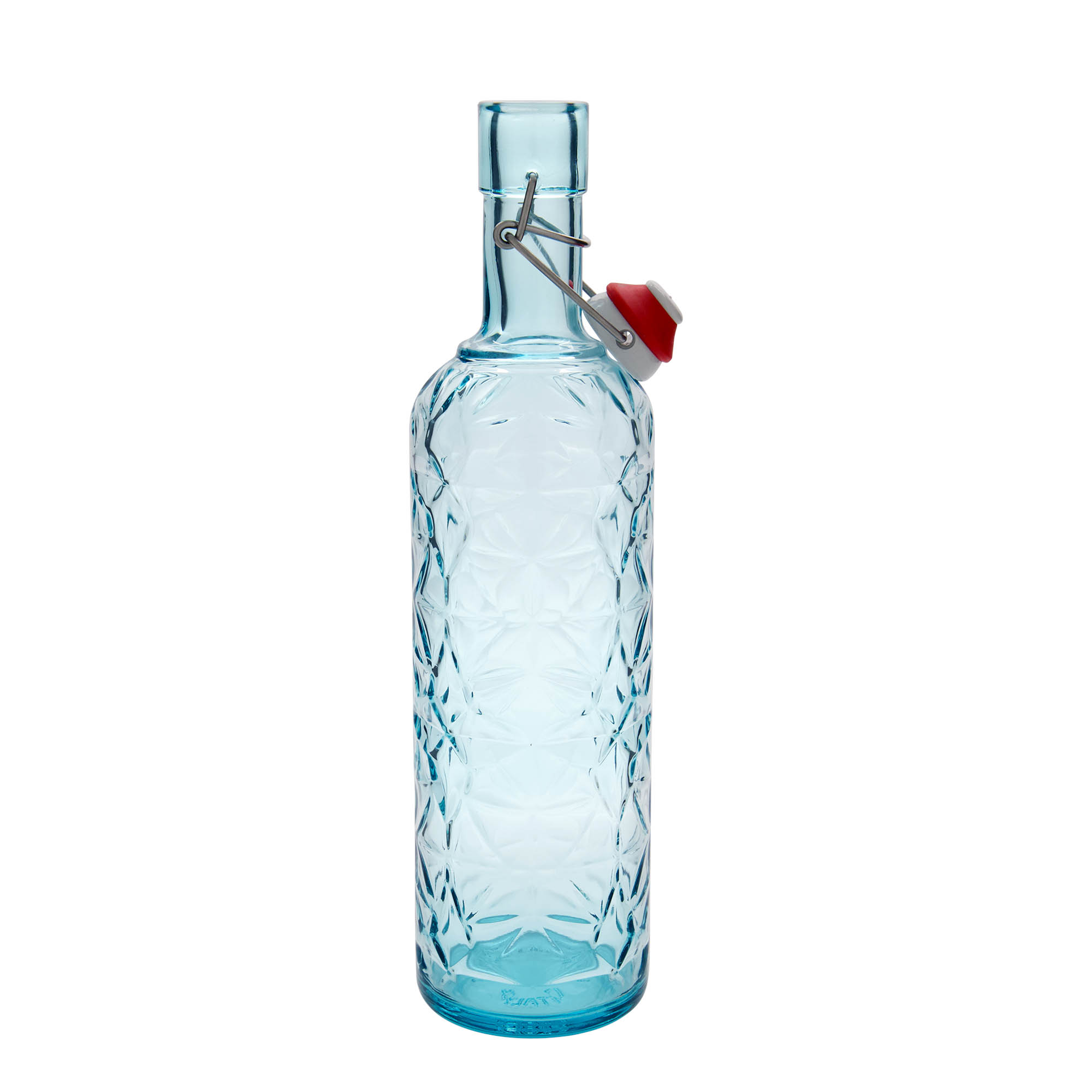 1.000 ml Glasflasche «Oriente», azurblau, Mündung: Bügelverschluss