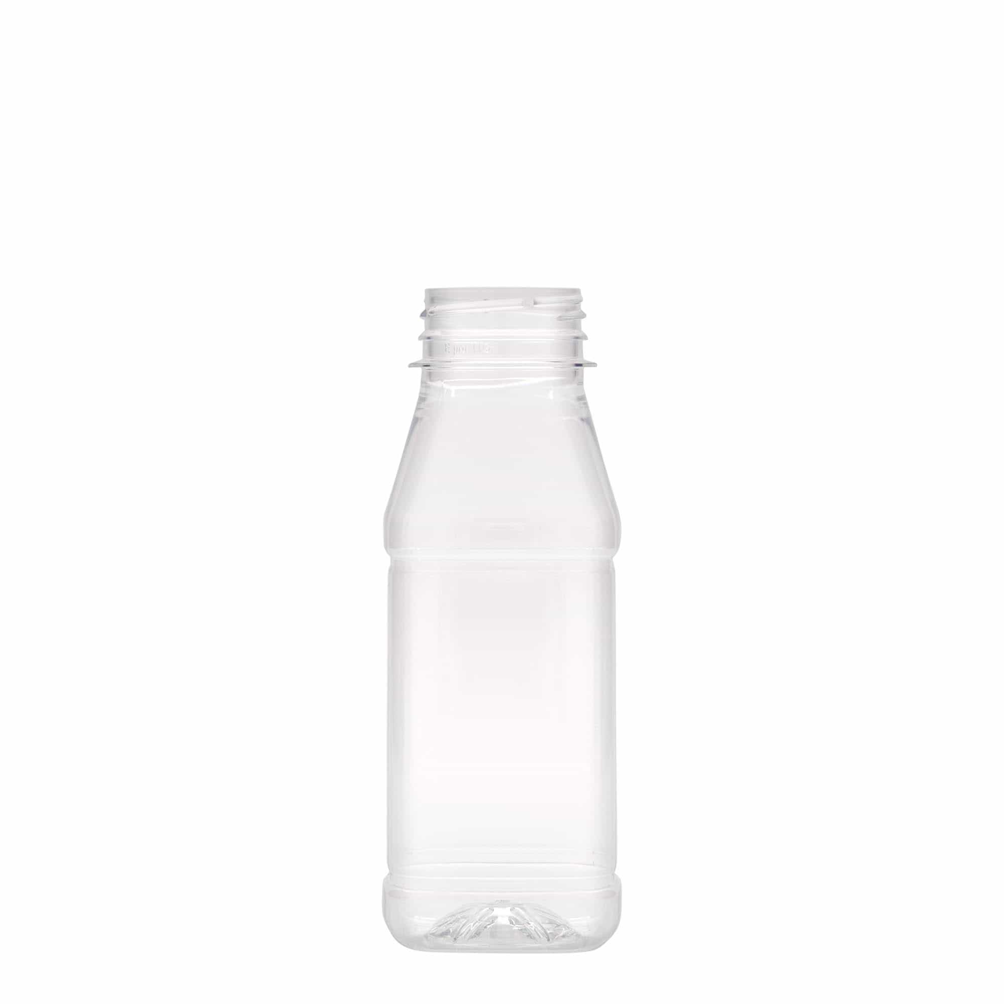 250 ml PET-Flasche 'Milk and Juice Carré', quadratisch, Kunststoff, Mündung: 38 mm