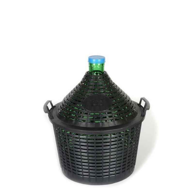 10 l Ballonflasche Enghals, Glas, grün, Mündung: Stülpdeckel 10 l Ballonflasche Enghals, Glas, grün, Mündung: Stülpdeckel