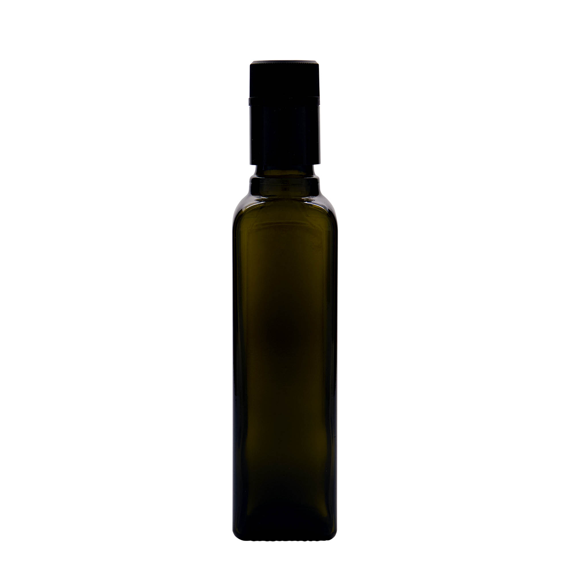250 ml Essig-/Ölflasche 'Quadra', Glas, quadratisch, antikgrün, Mündung: DOP