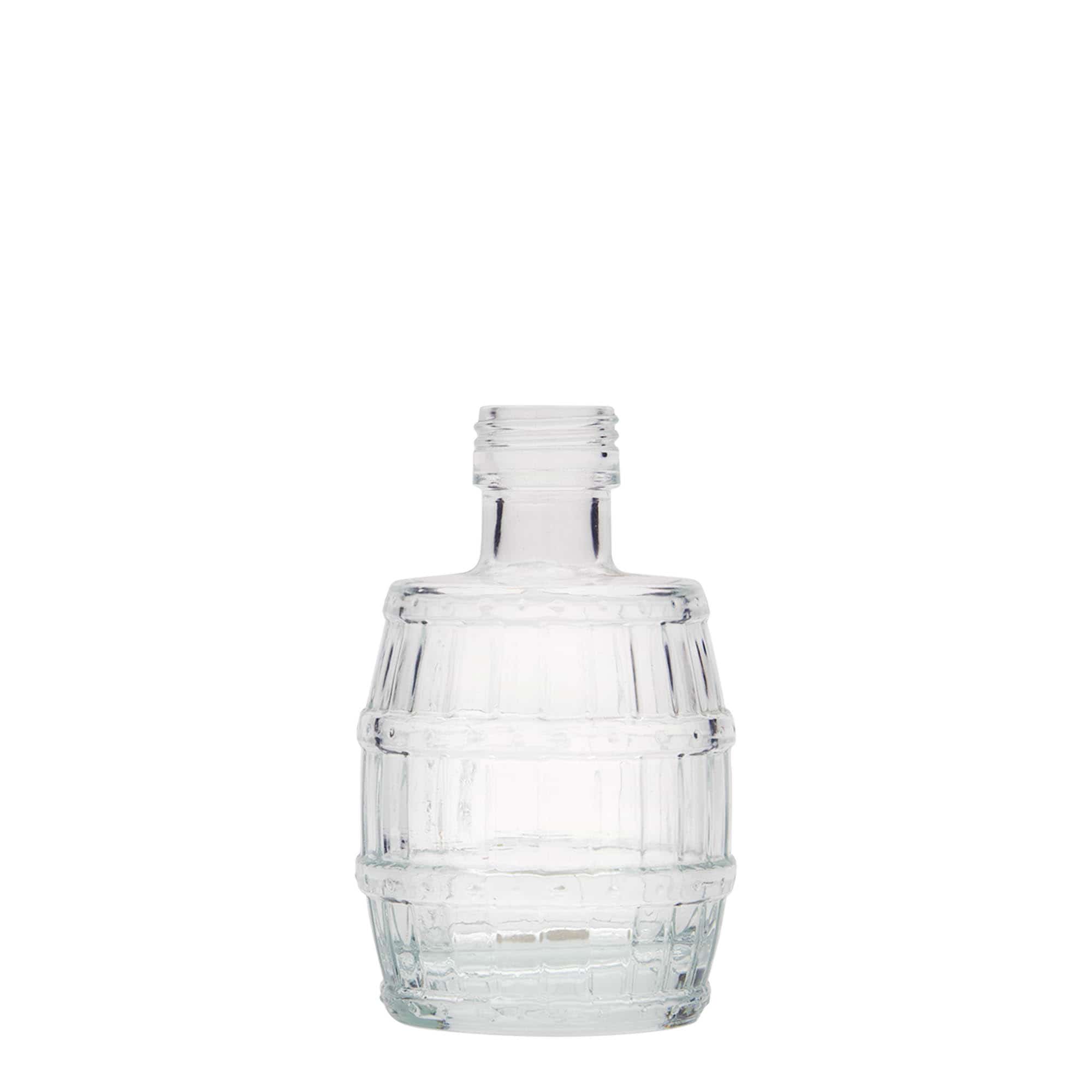 100 ml Glasflasche «Fass», Mündung: PP 24